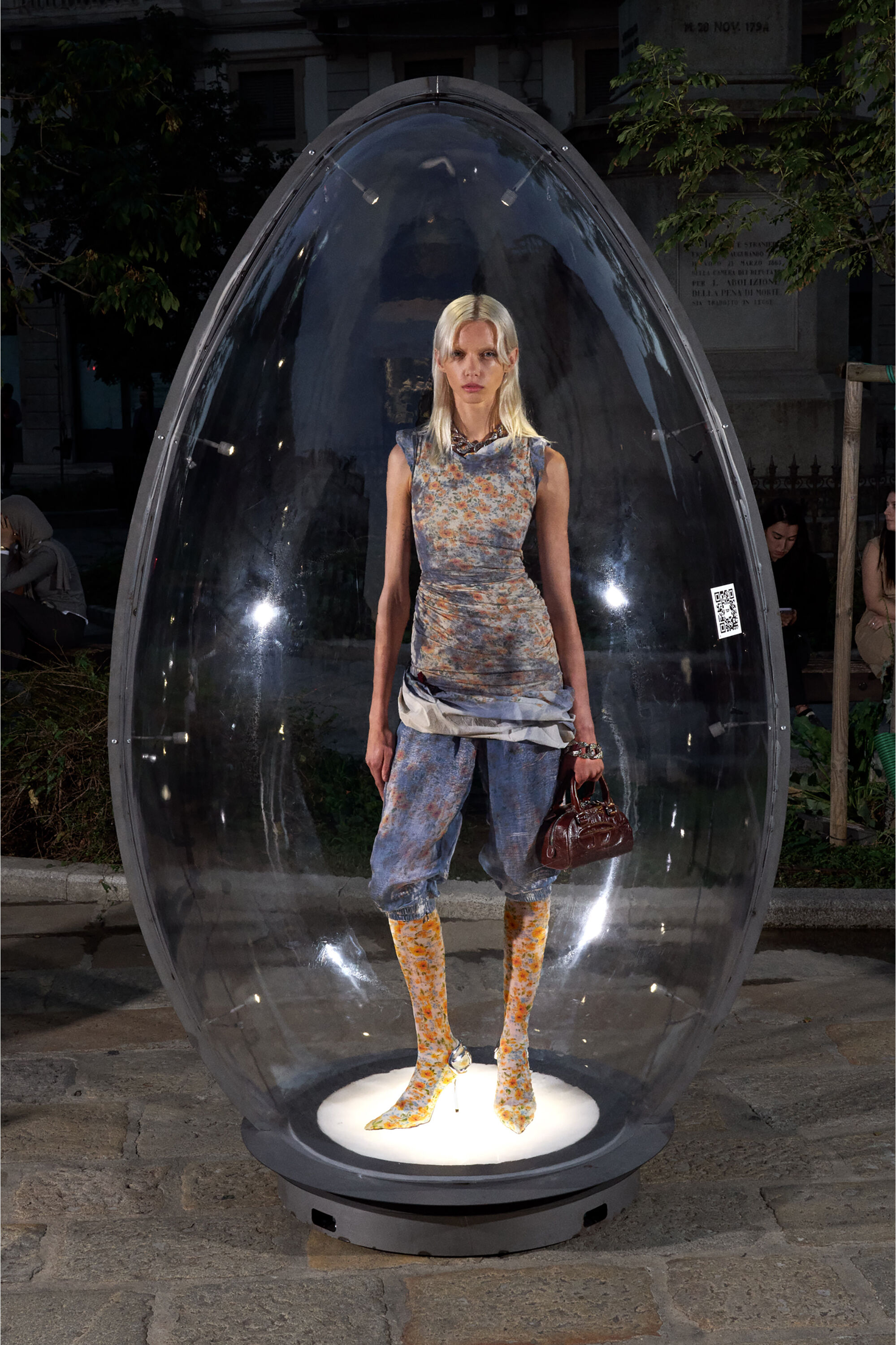 Diesel - D-AYANA, Damen Lagenkleid in Kurzform mit Blumenmuster im R&ouml;ntgen-Effekt in null - 6