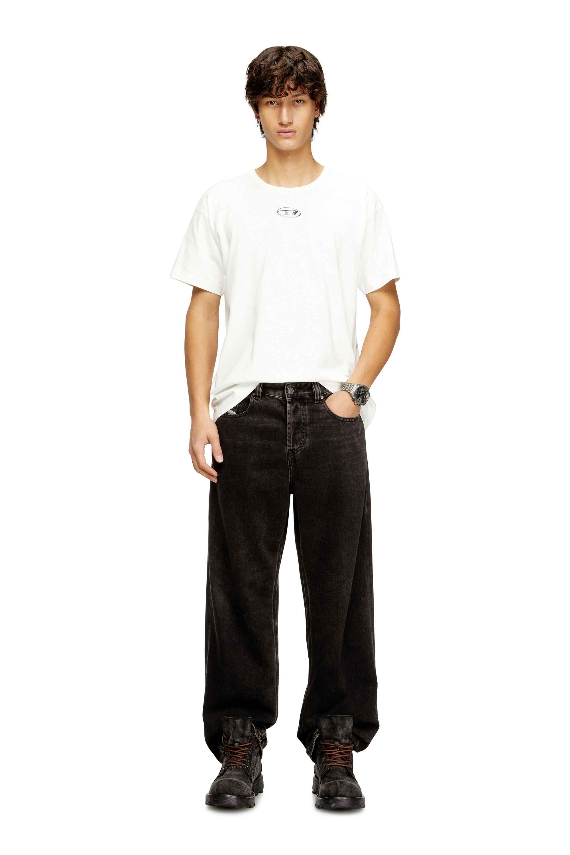 Diesel - T-NORM-IOD, Herren Leichtes Baumwoll-T-Shirt mit metallischem ovalem D-Logo in null - 1