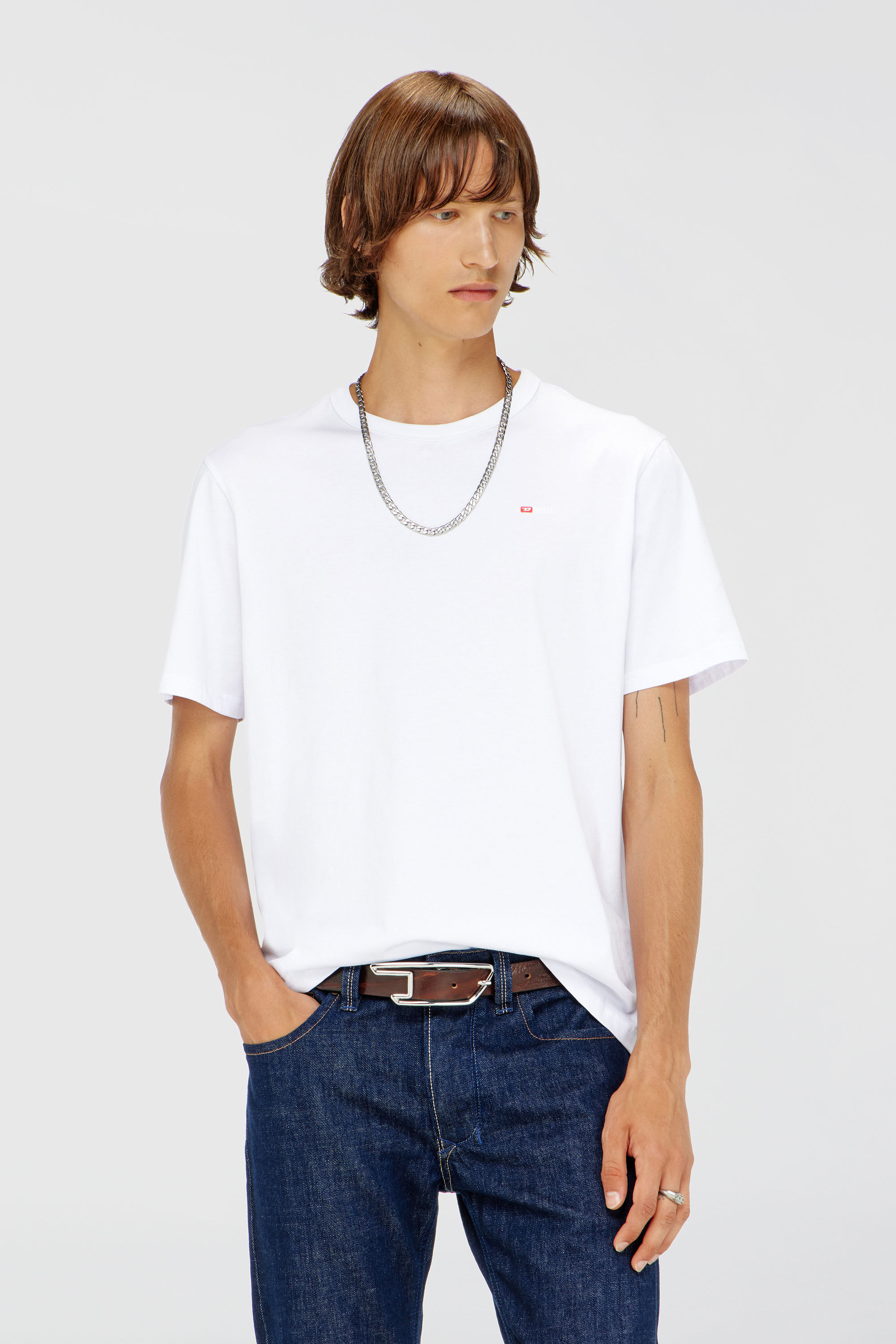 Diesel - T-ADJUST-MICRODIV, Unisex T-Shirt mit gesticktem Mikro-Logo in Wei&szlig; - 3