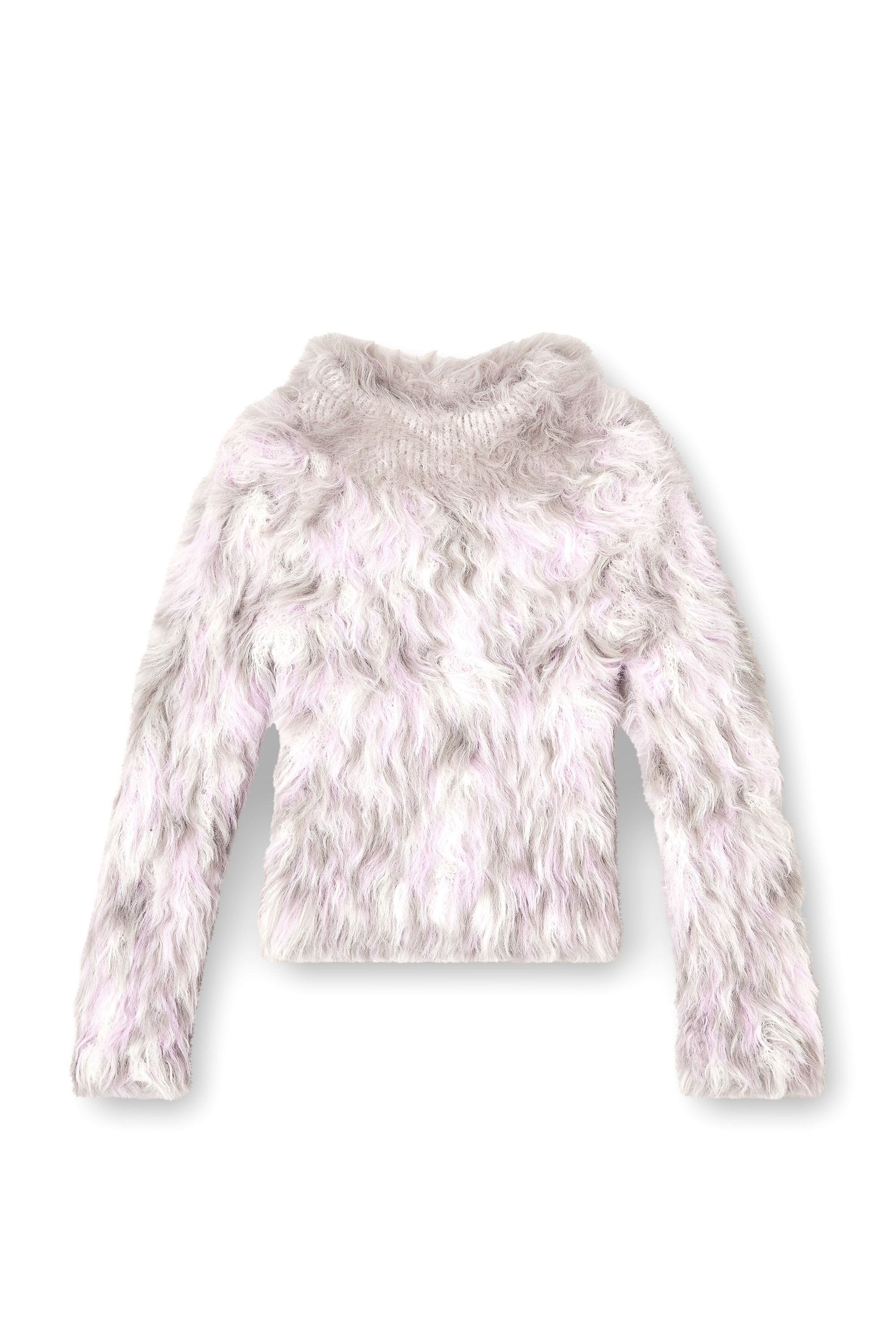 Diesel - M-ANNIKA, Damen Flauschiger Jacquard-Strickpullover in Violett/Grau - 2