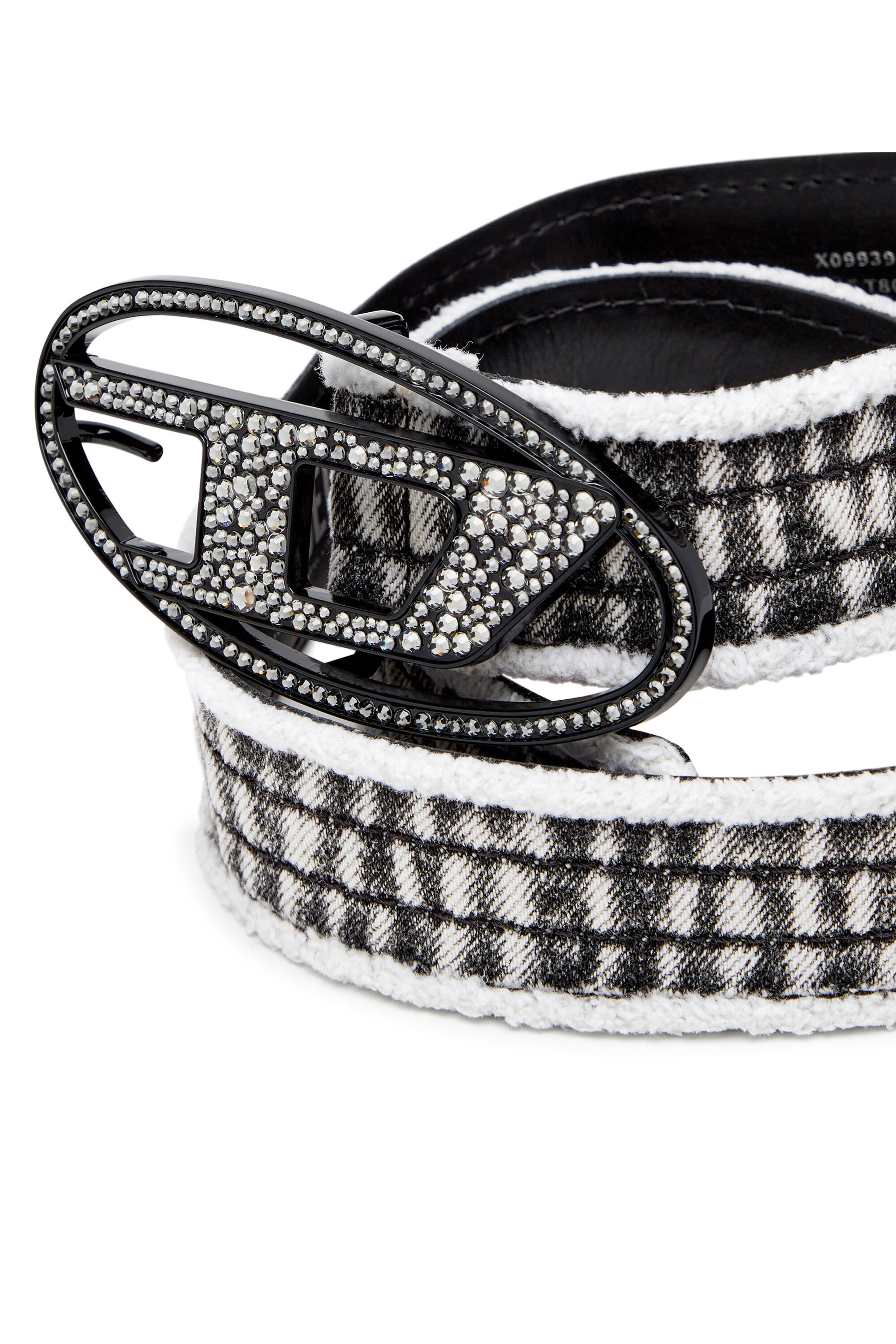 Diesel - B-1DR STRASS, Damen Gürtel aus Denim und Leder mit Kristallschnalle in Schwarz - 3