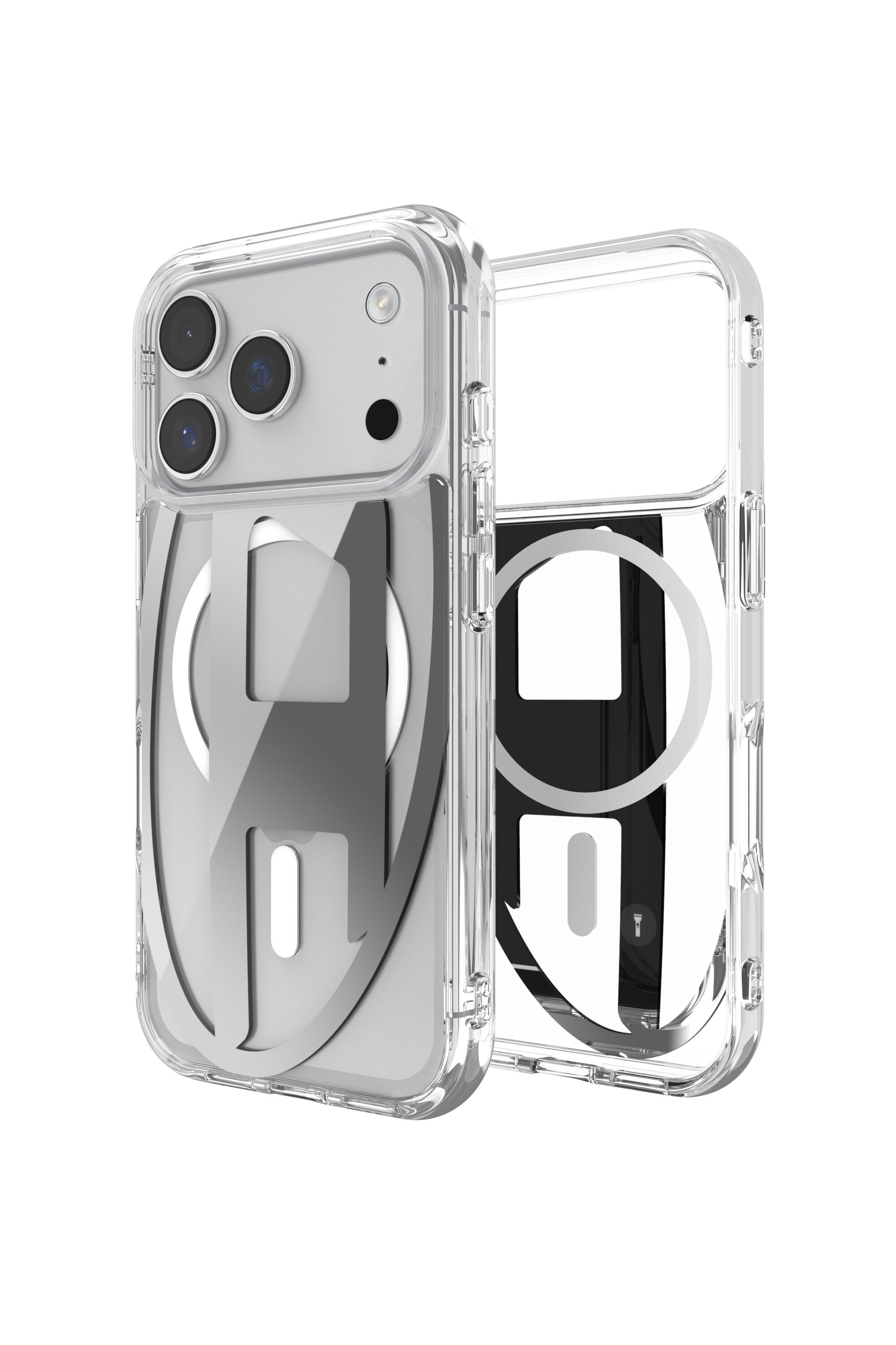 Diesel - 60413 AOP CASE, Unisex Oval D Metallic Case mit Magsafe für iPhone 17 Pro in Grau - 1