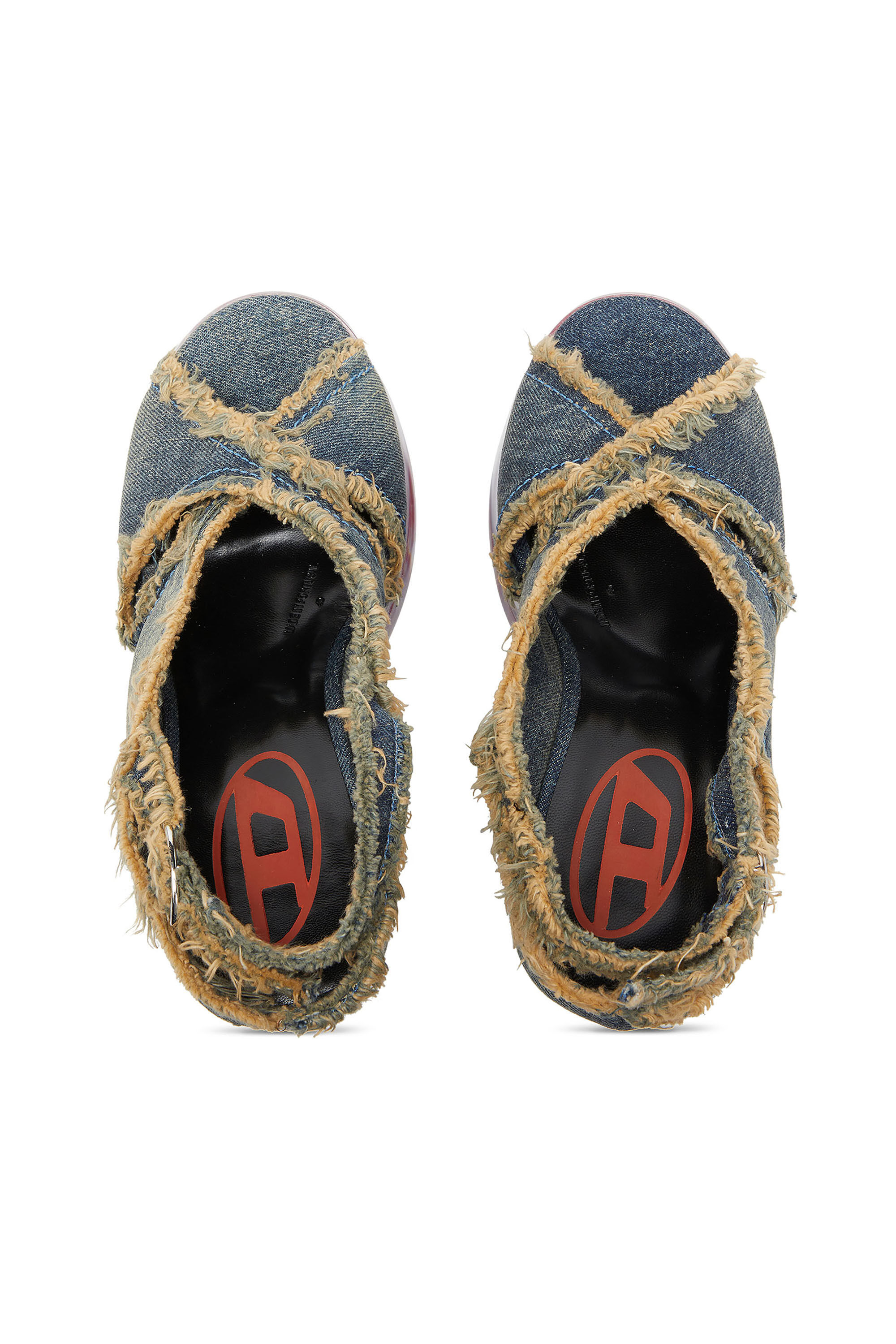 Diesel - D-LAKE PLATFORM SDL, Damen D-Lake-Plateausandalen aus ausgefransten Denim und Plexiglas in Jeansblau - 5