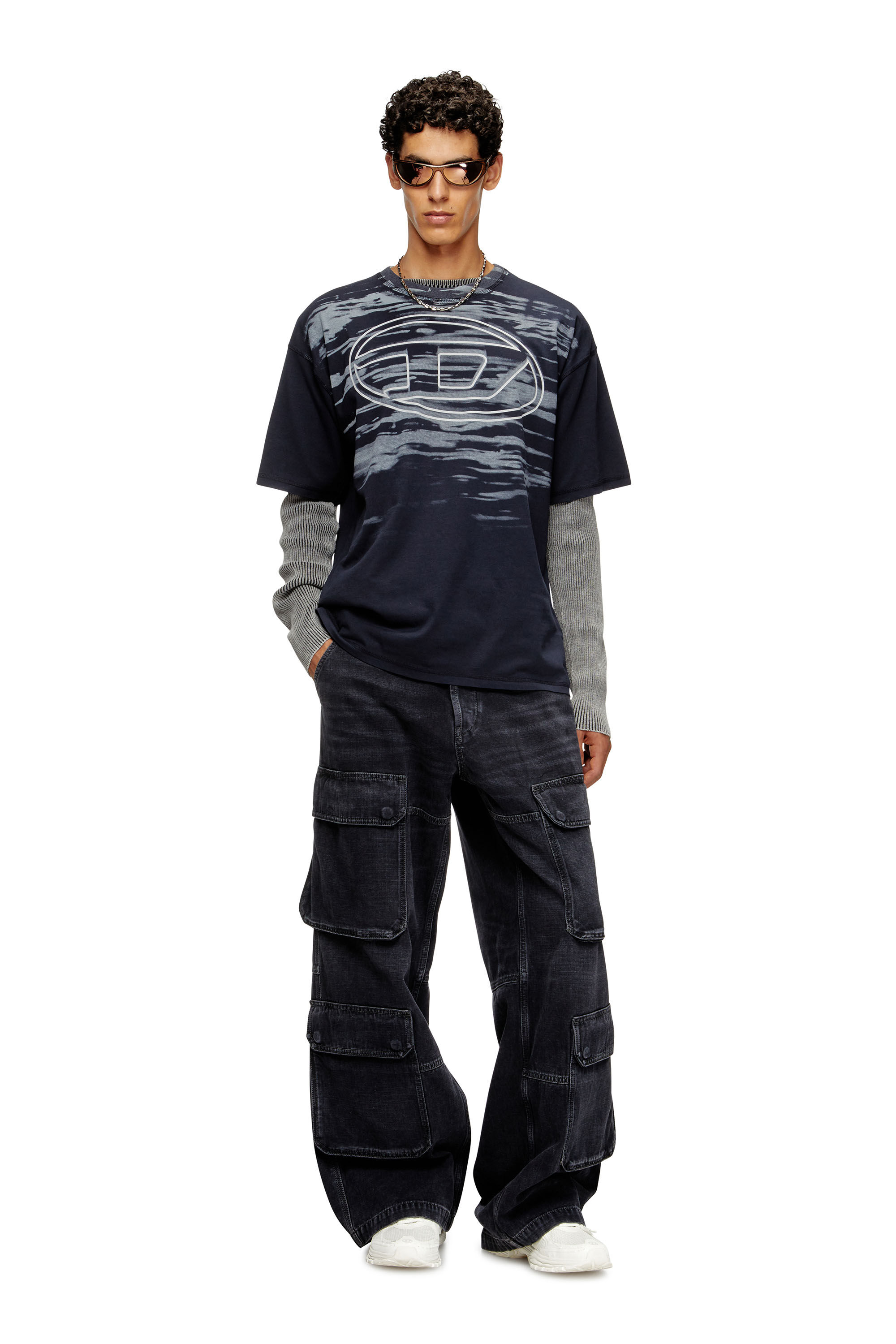 Diesel - T-BOXT-T5, Herren T-Shirt aus Baumwolle mit Oval D Druck in Dunkelblau - 1