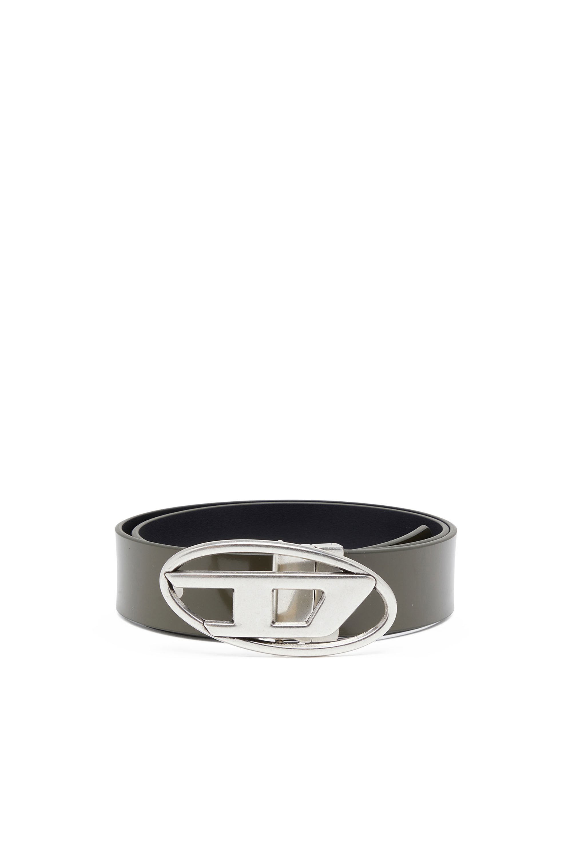 Diesel - B-1DR REV II, Man Reversible belt in matte and shiny leather in Green - Image 1