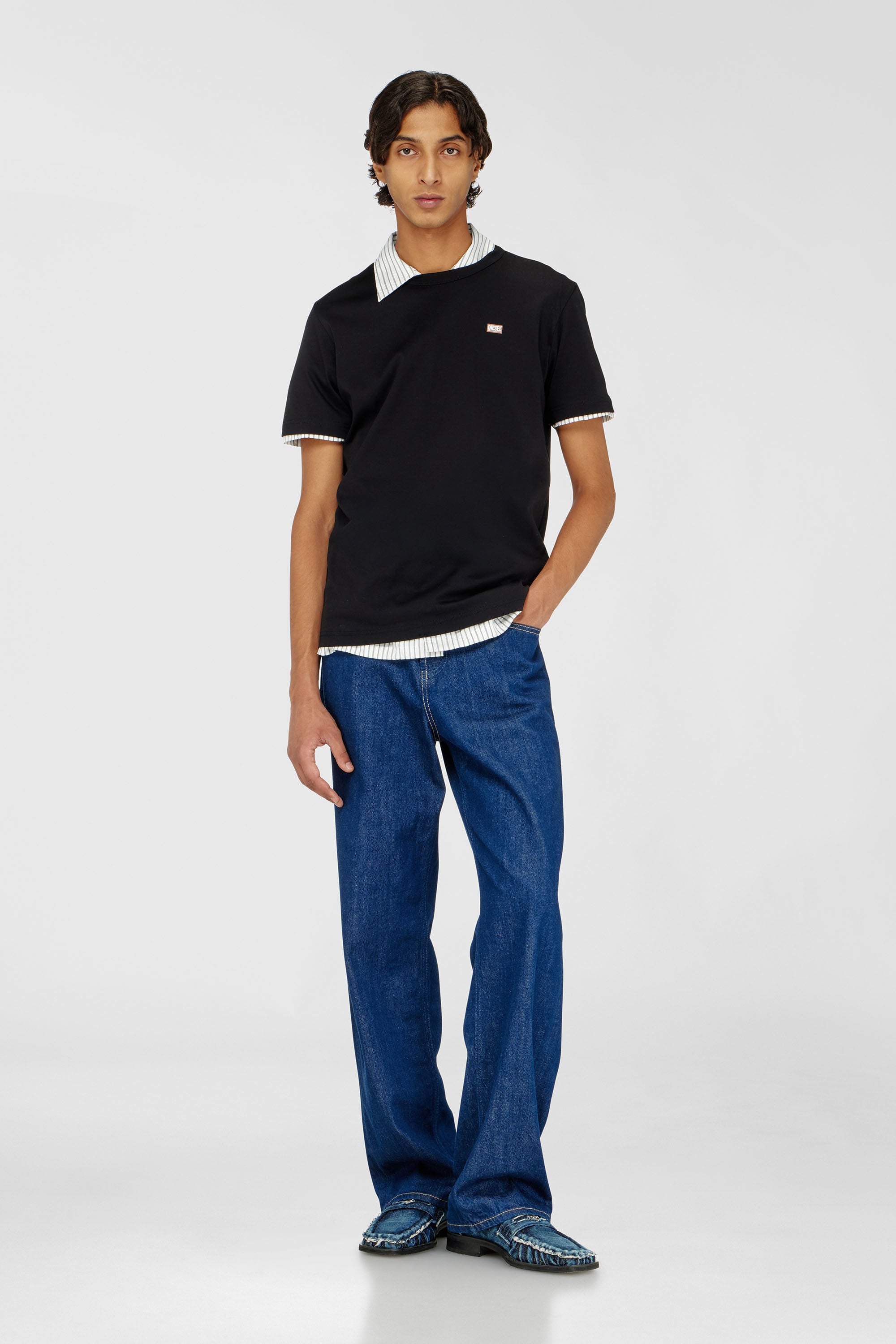 Diesel - T-MIEGOR-K77, Herren T-Shirt aus mercerisierter Baumwolle mit Mini-Logo in Schwarz - 1