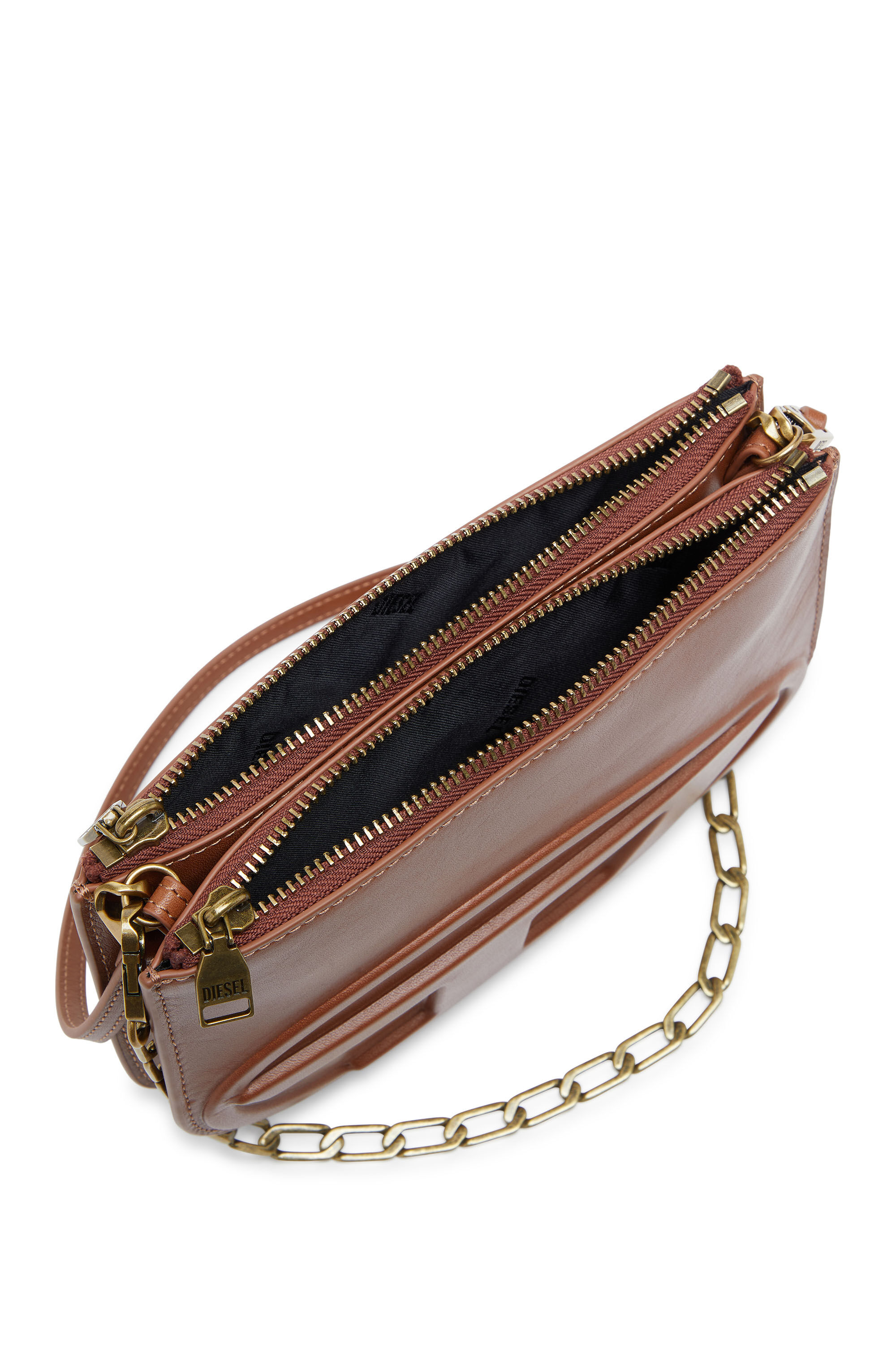 Diesel - 1DR TWIN, Damen 1DR Twin-Schultertasche mit Doppelfach aus Pull-up-Leder. in Braun - 3
