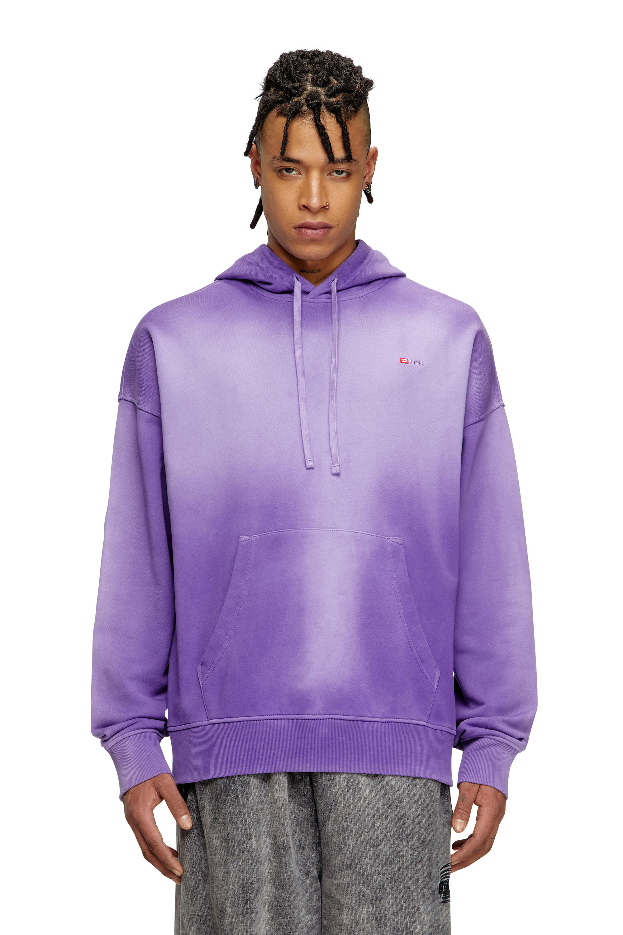 Diesel - S-ROB-HOOD-R2, Herren Verblasster Hoodie mit Mikro-Logo-Stickerei in Violett - 3