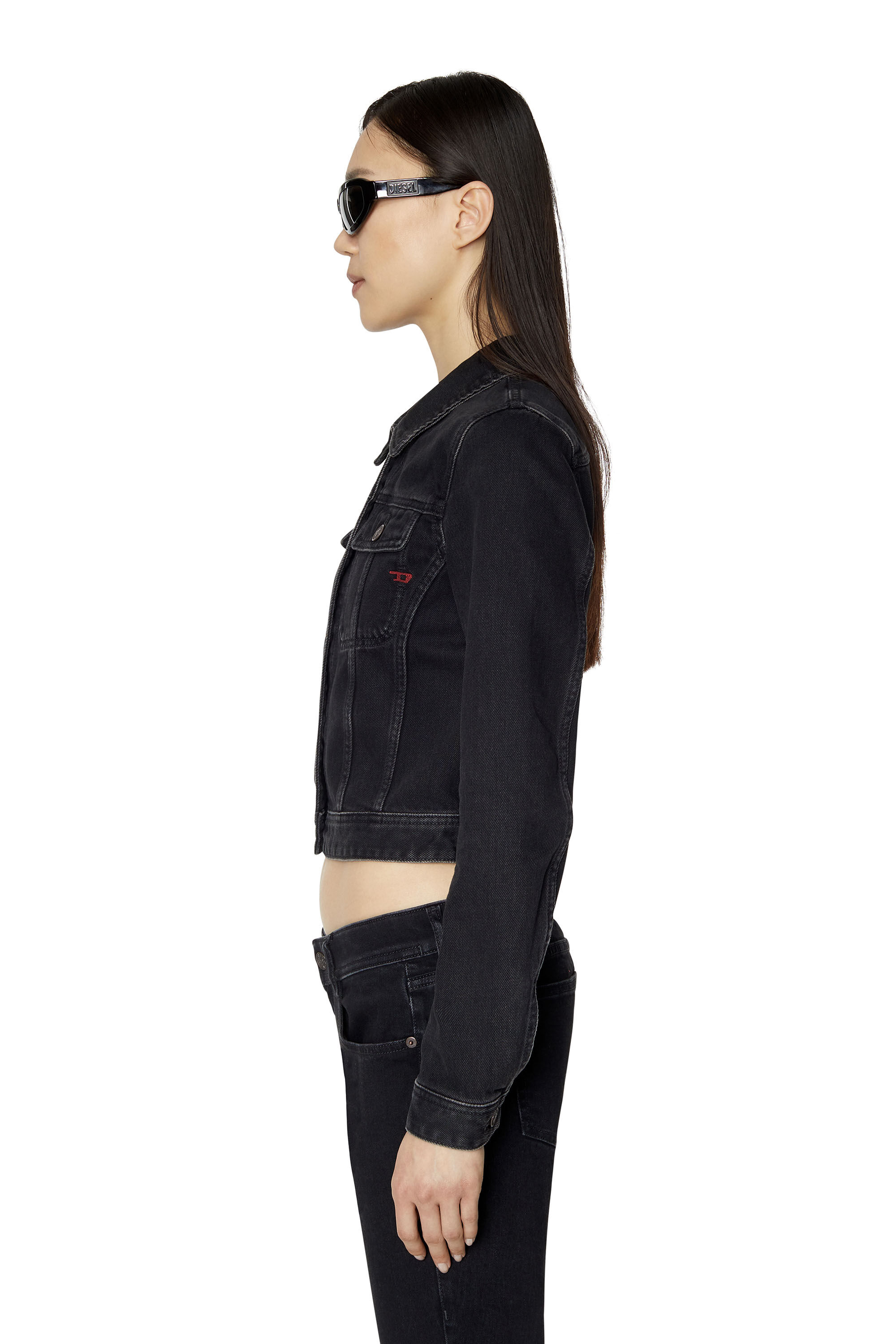 Diesel - DE-SLIMMY TRUCKER JACKET, Schwarz/Dunkelgrau - Image 5