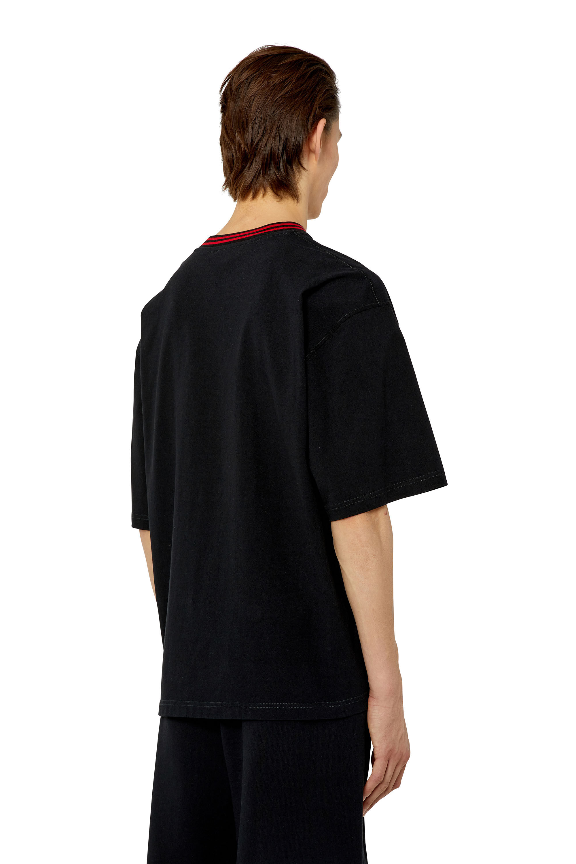 Diesel - T-KROWN, Herren T-Shirt mit Logo-Kragen in Schwarz - 4