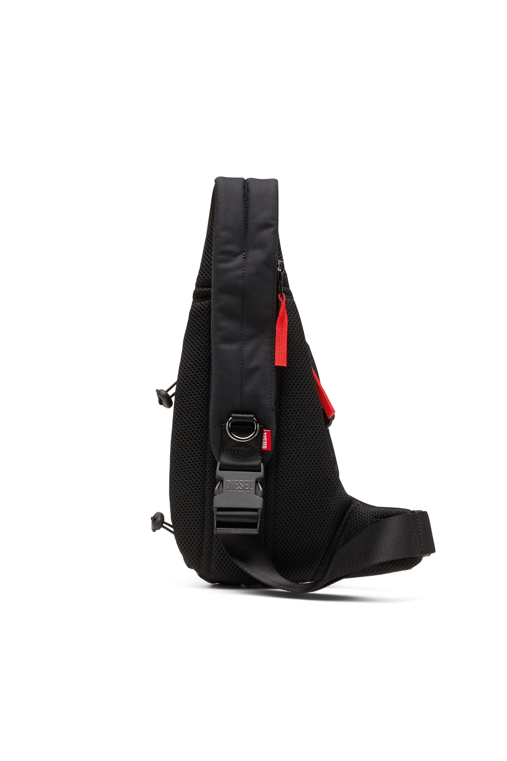Men s Zip D Sling bag in check jacquard shell Black Diesel