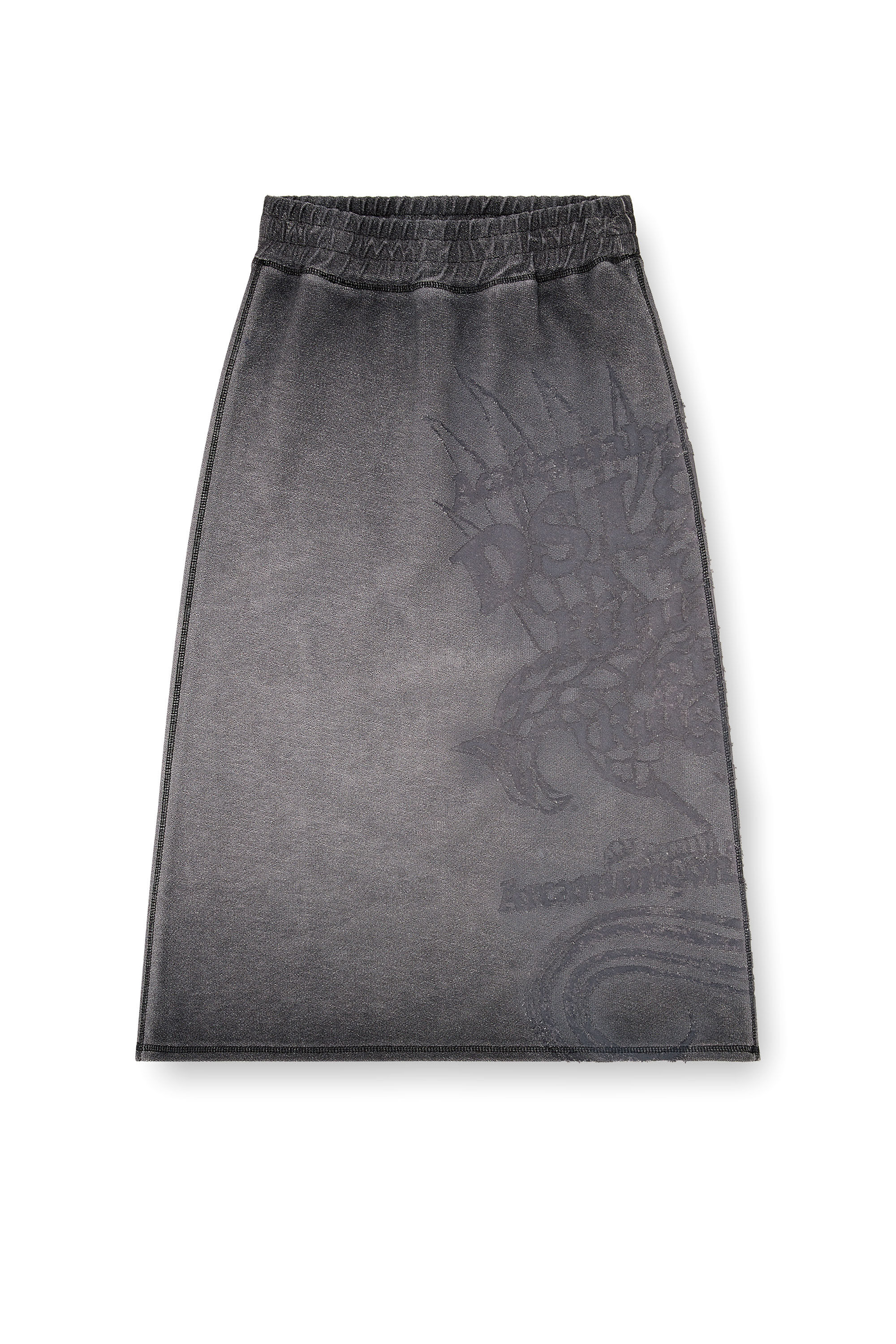 Diesel - O-BEAUTY, Damen Fleece-Midirock mit D&eacute;vor&eacute;-Print in null - 2