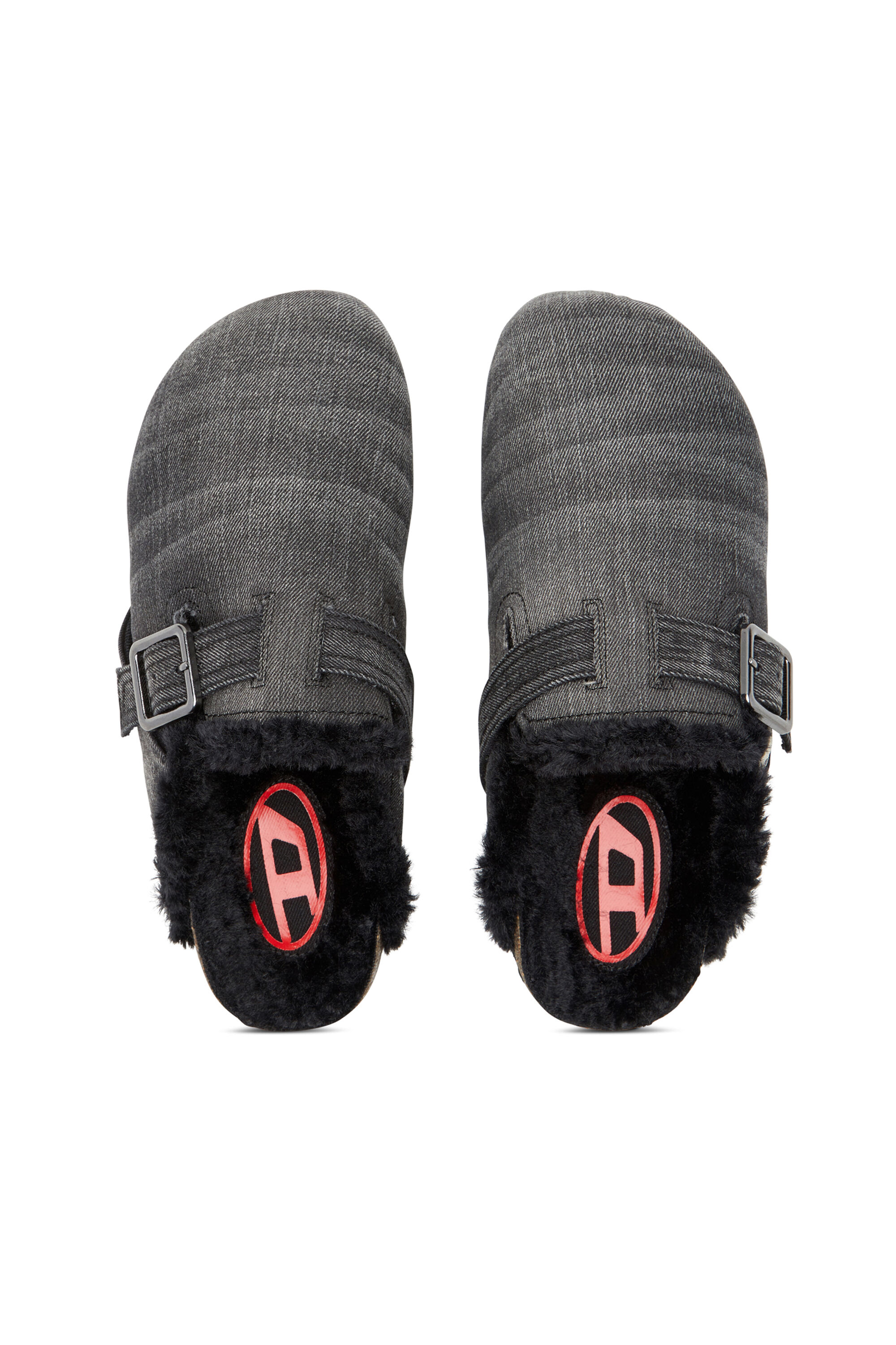 Diesel - D-WOODSTOCK X, Herren D-Woodstock-Pantoletten aus Denim mit flauschigem Futter in Schwarz - 4