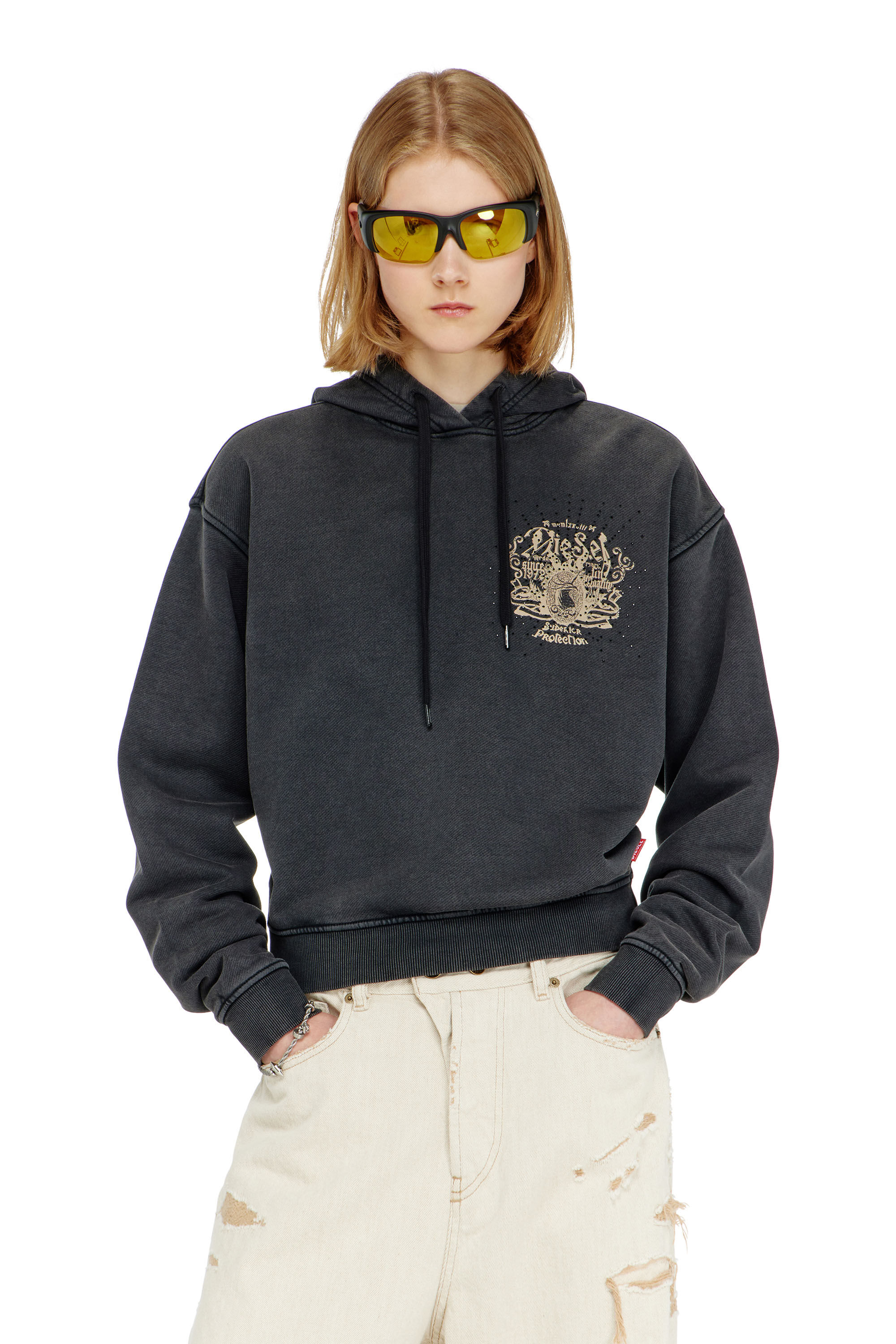 Diesel - F-PHOENY, Damen Hoodie mit Prints und Strasssteinen in null - 3