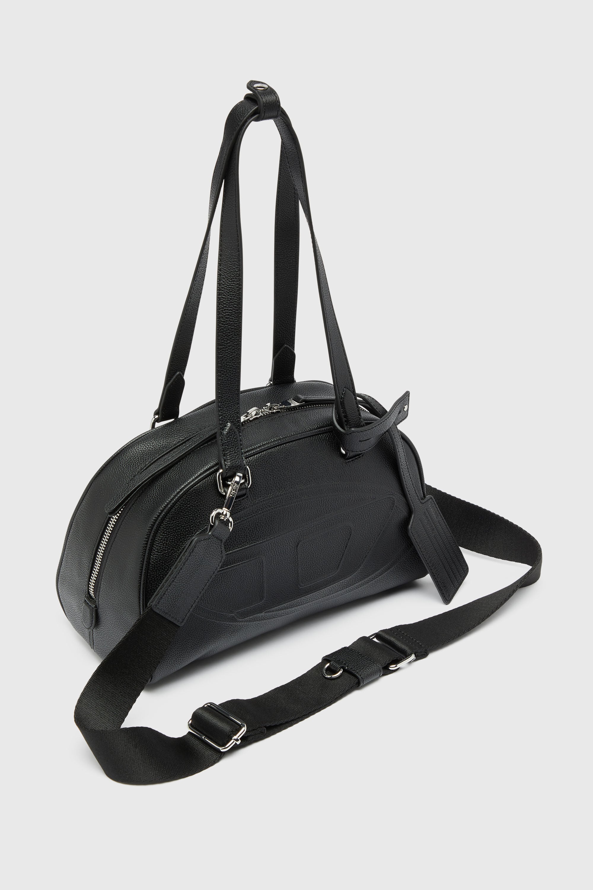 Diesel - 1DR DOME SHOULDER, Unisex 1DR Dome - Boston Bag aus Leder mit gepr&auml;gtem Logo in Schwarz - 6