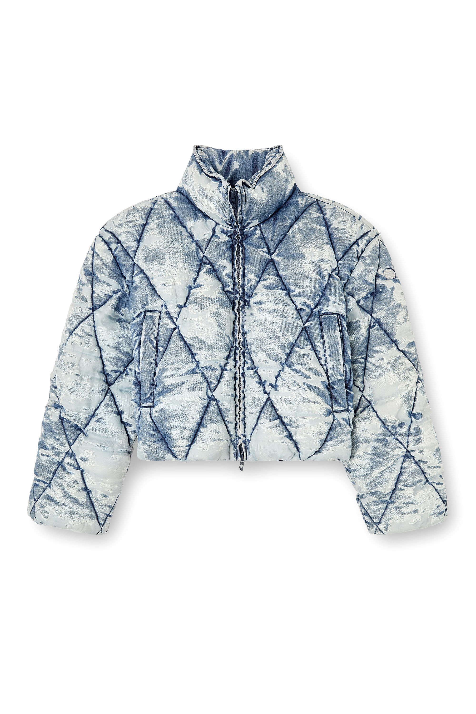Diesel - W-HISTEL, Damen Daunen-Jacke aus Argyle-gestepptem Dévoré-Shellstoff in Hellblau - 2