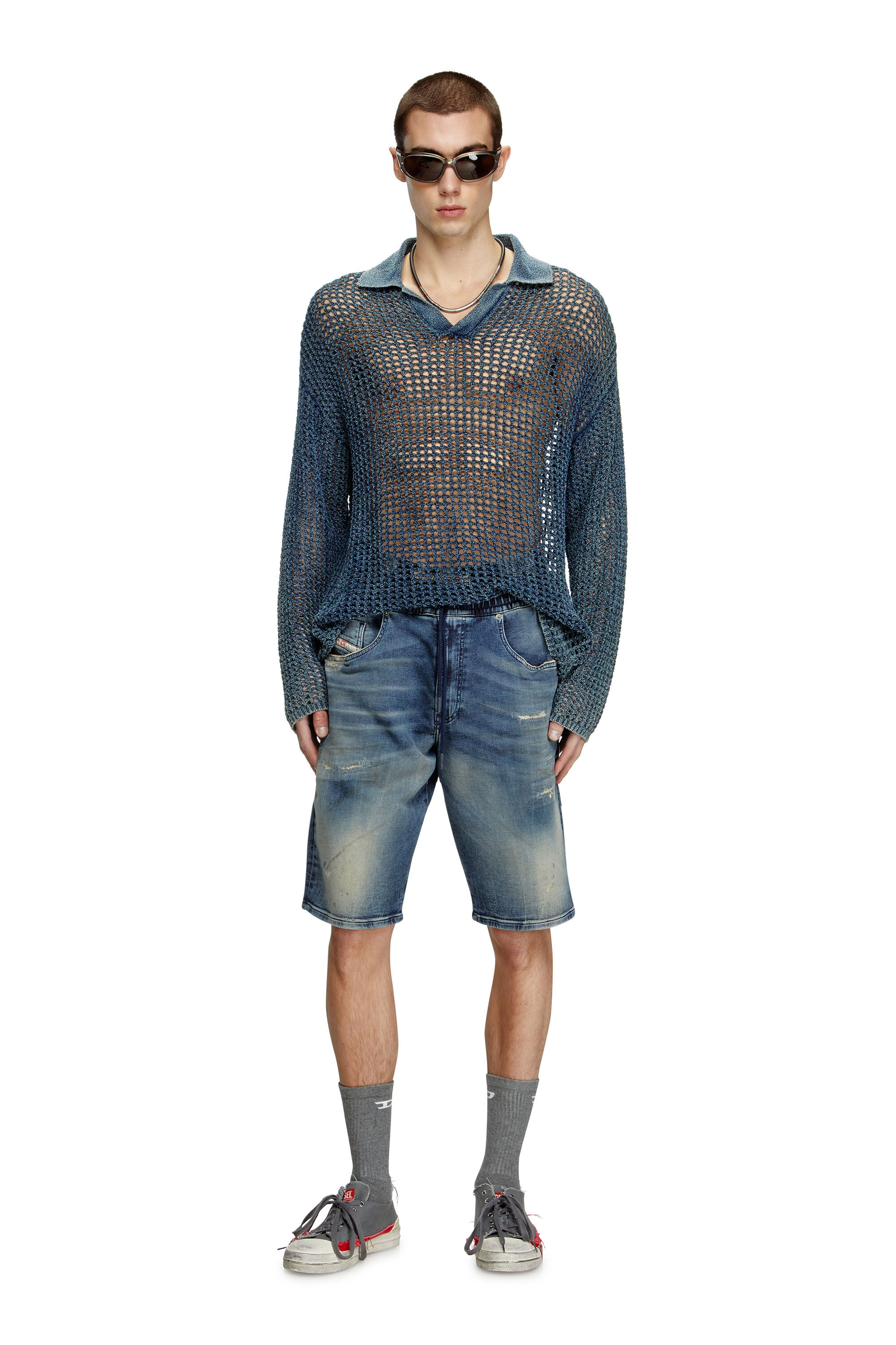 Diesel - 2033 D-KROOLEY-SHORT JOGG, Herren Chinoshorts aus JoggJeans in Dunkelblau - 1
