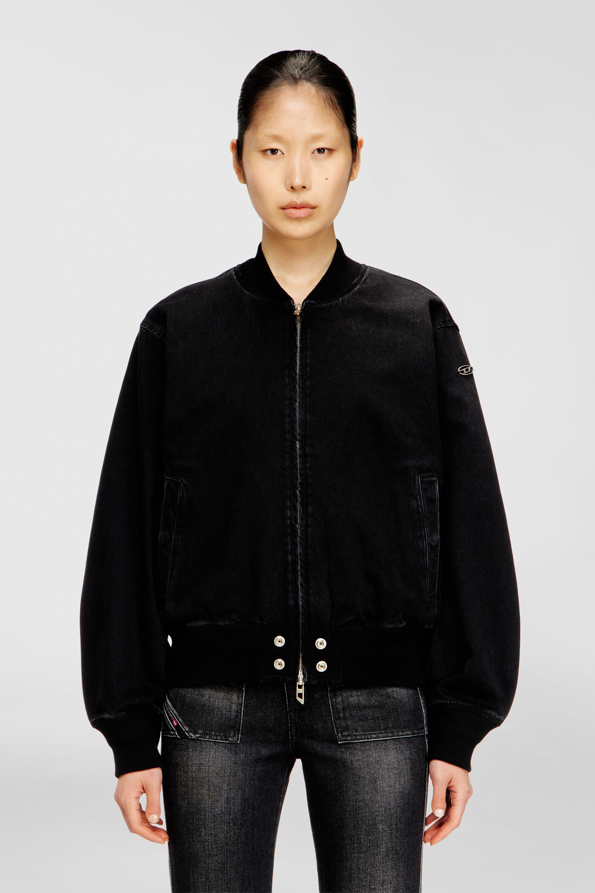 Diesel - D-GUZ, Unisex Bomberjacke aus Denim in Schwarz - 6