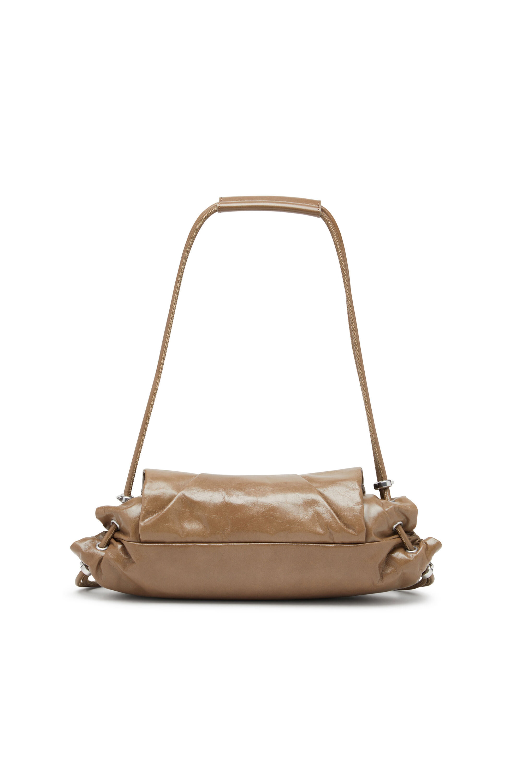 Diesel - SCRUNCH-D SHOULDER S, Damen Scrunch-D S-Schultertasche aus Knitter-Leder in Braun - 3