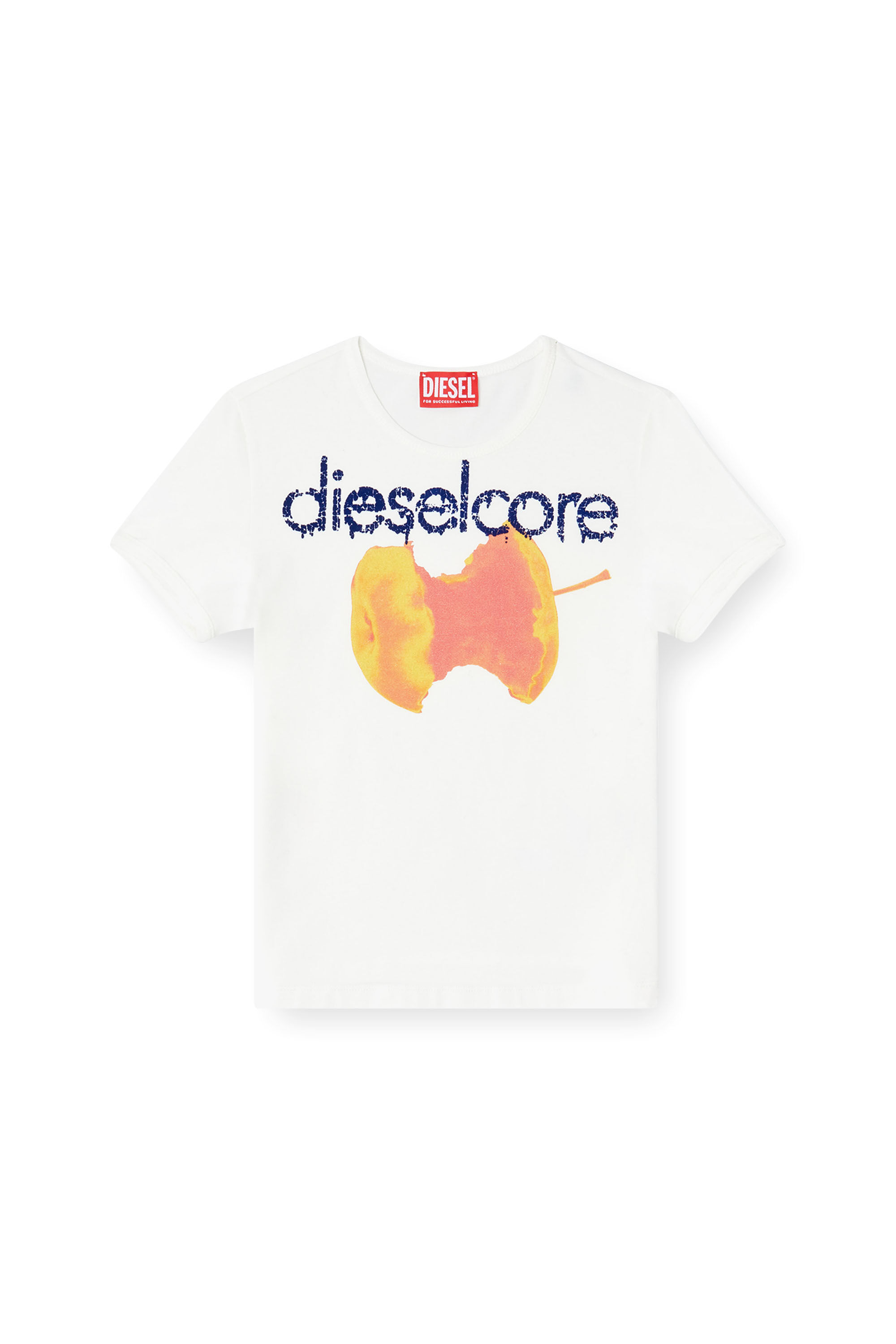 Diesel - T-UNCUTIES-SHORT-Q2, Woman's T-shirt with Diesel Core logo in White - 2