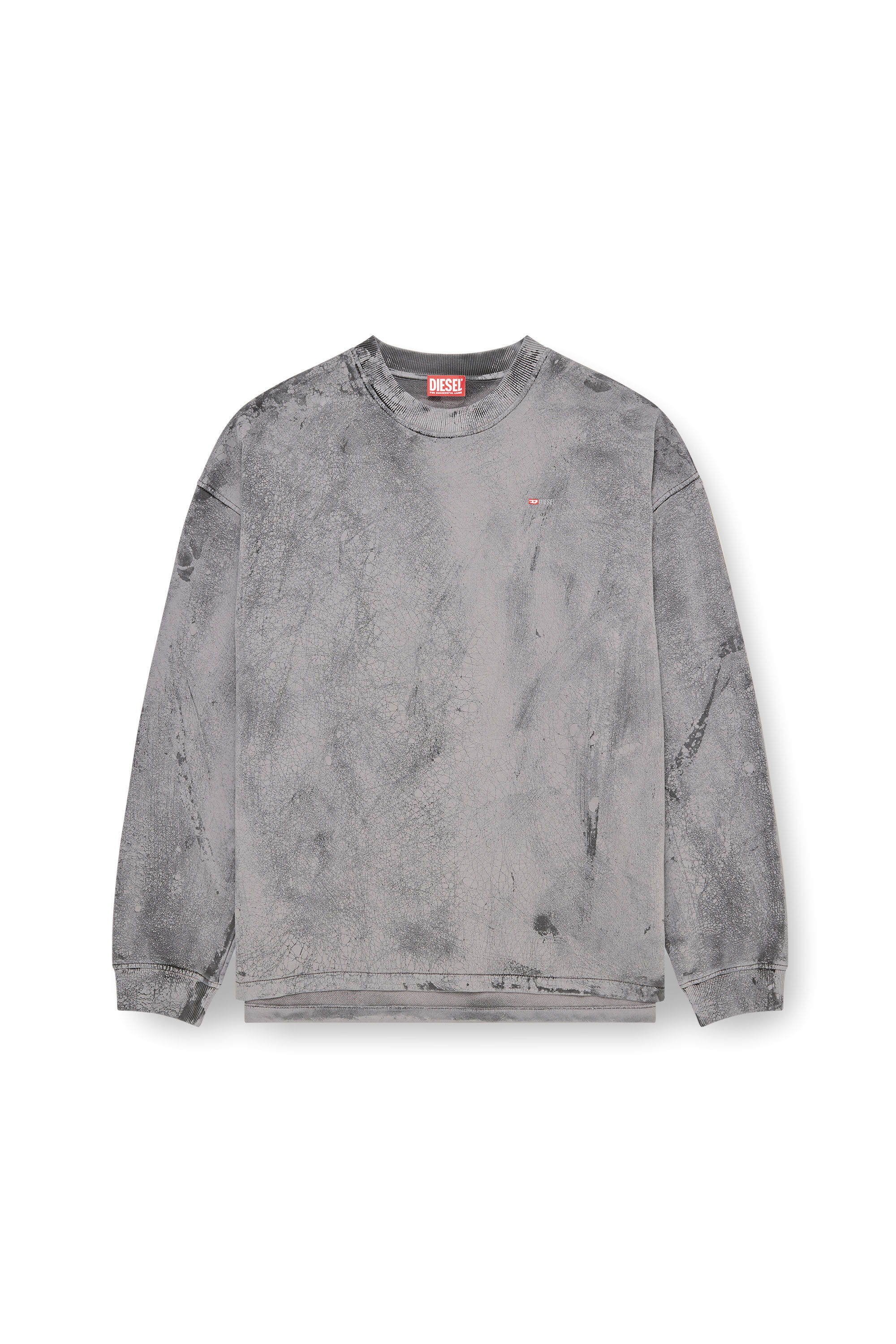 Diesel - S-BAXT-T1, Herren Gerissenes Sweatshirt mit Mikro-Logo in Grau - 2