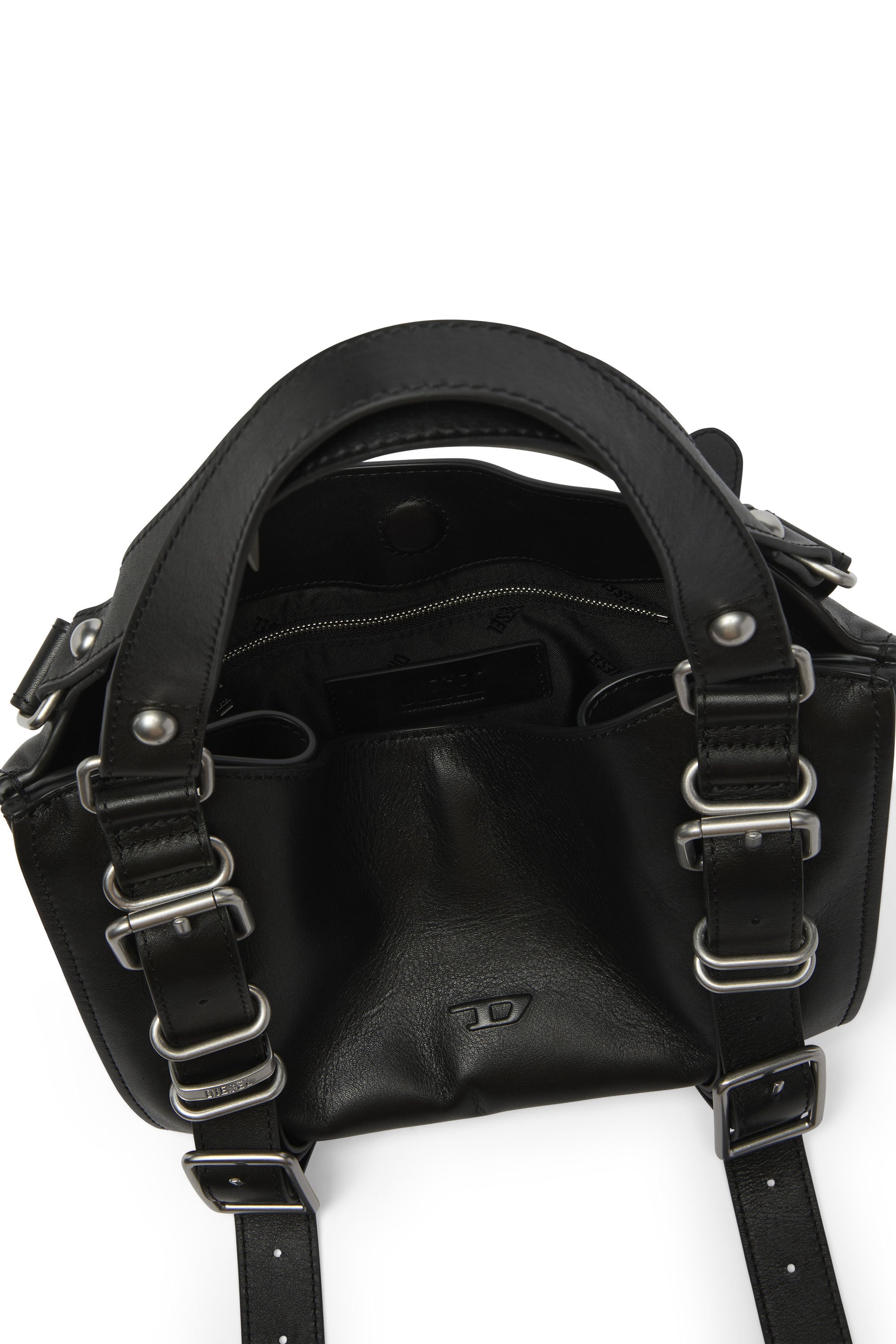 Diesel - D-ONE TOPHANDLE S, Damen D-One-Small Henkeltasche aus behandeltem Leder in Schwarz - 4