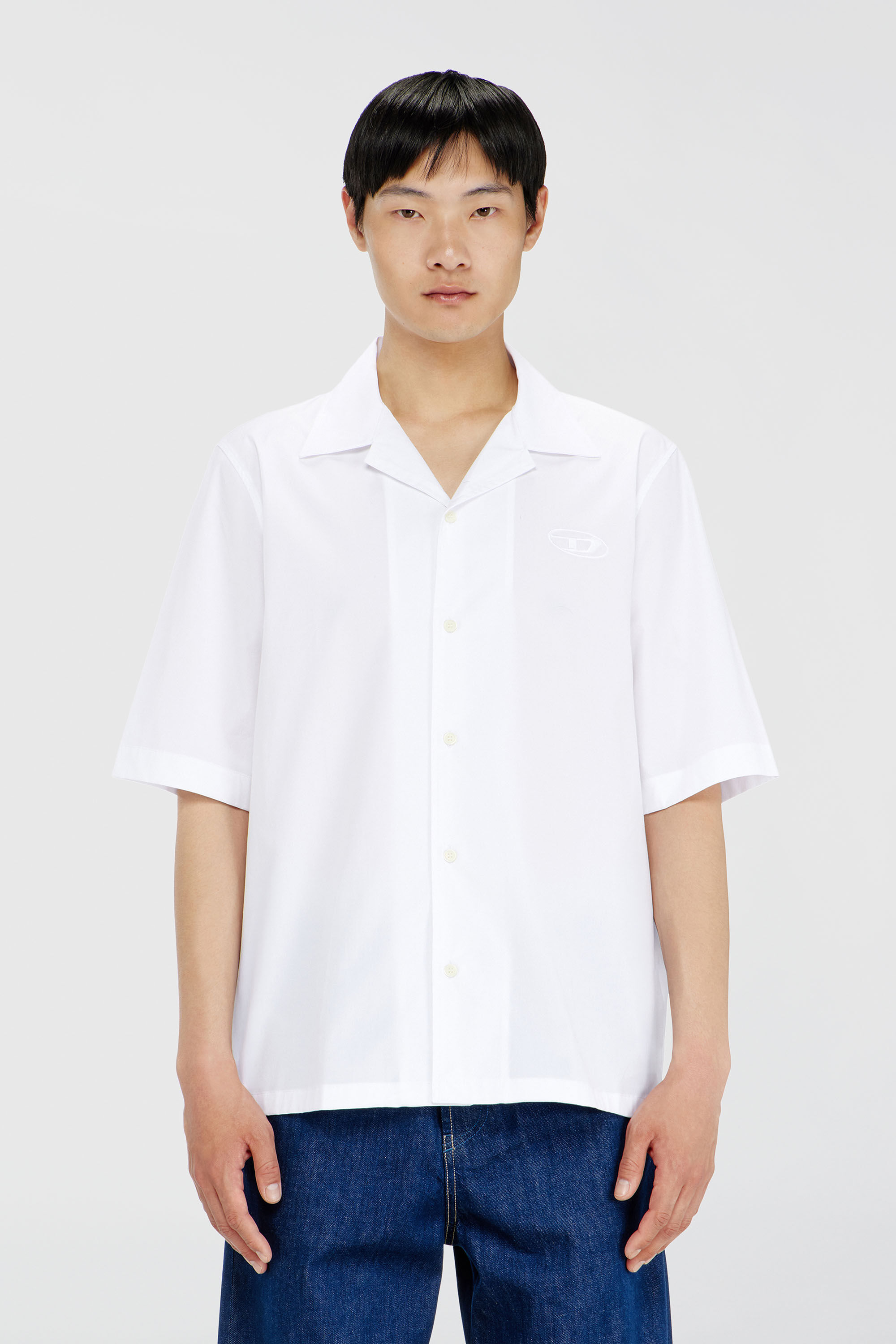Diesel - S-MAC-GSBH, Herren Stretch-Popeline-Hemd mit Oval-D-Stickerei in Wei&szlig; - 3