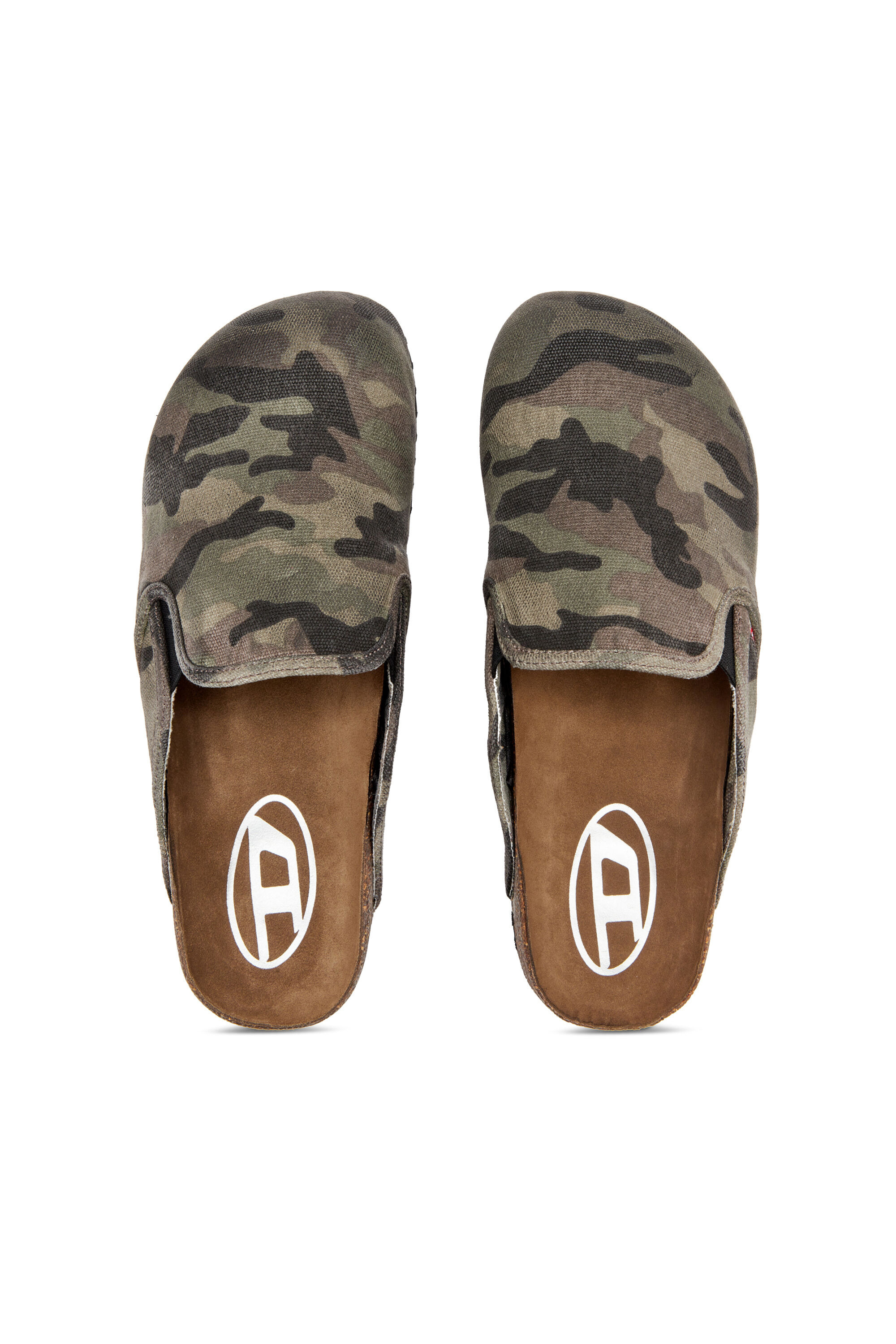 Diesel - D-WOODSTOCK SLIP-ON, Herren D-Woodstock-Pantoletten aus Camouflage-Canvas in Armeegrün - 4