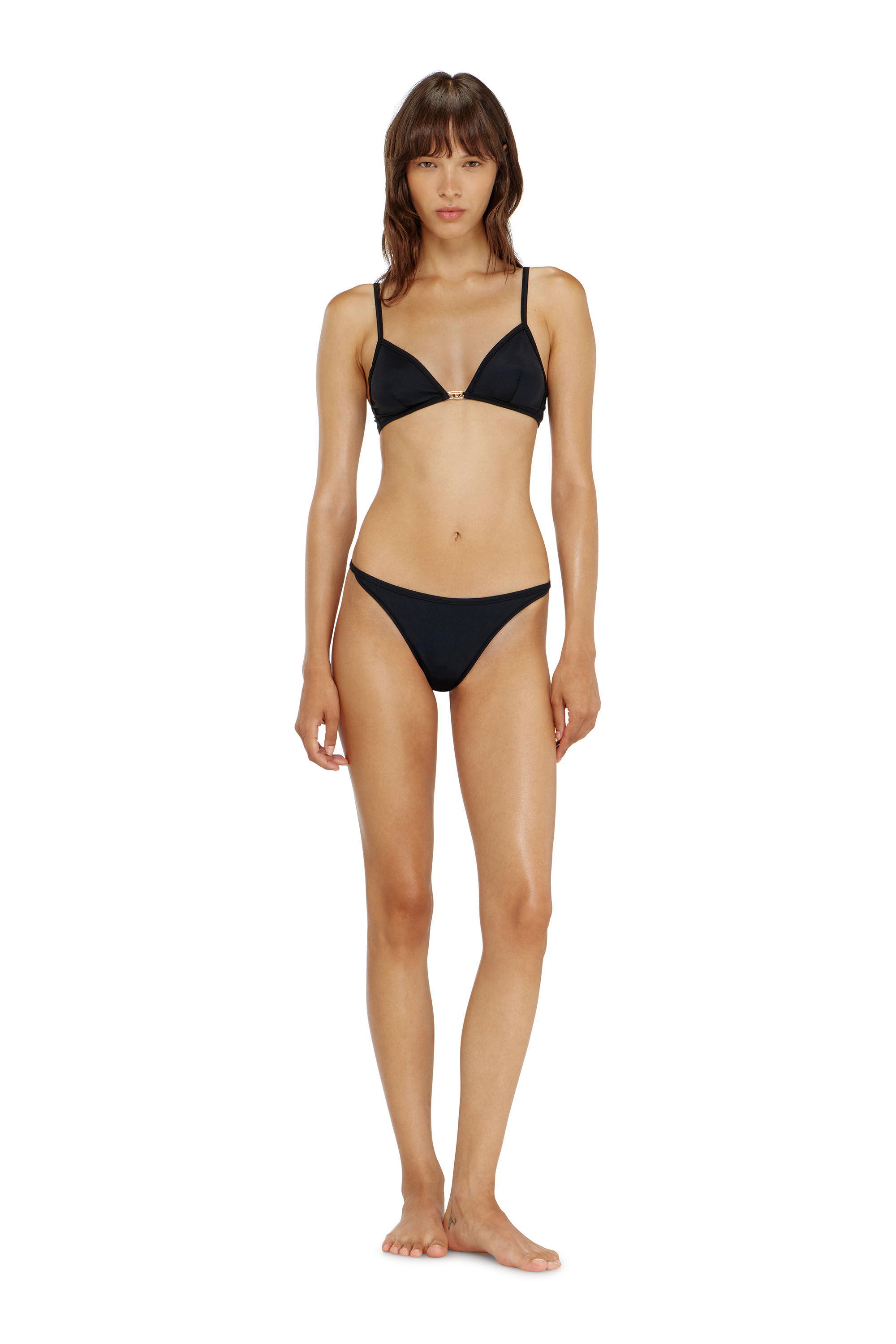 Diesel - LUNA-UTLT, Damen Triangle-BH aus Nylon mit Oval D-Detail in Schwarz - 1
