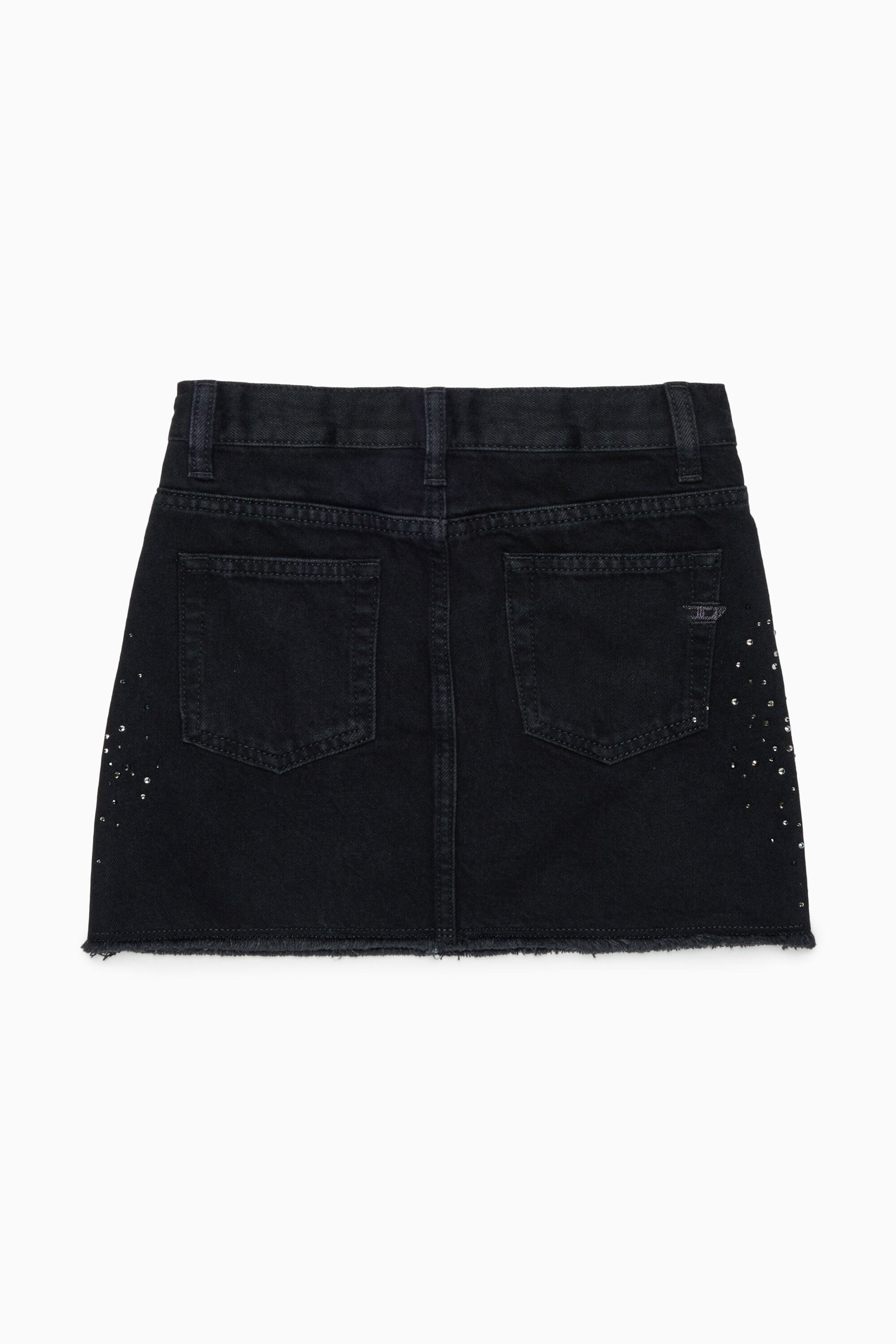 Diesel - GIANNA-SP, Damen Verwaschener Denim-Minirock mit Strasssteinen in Schwarz/Dunkelgrau - 2