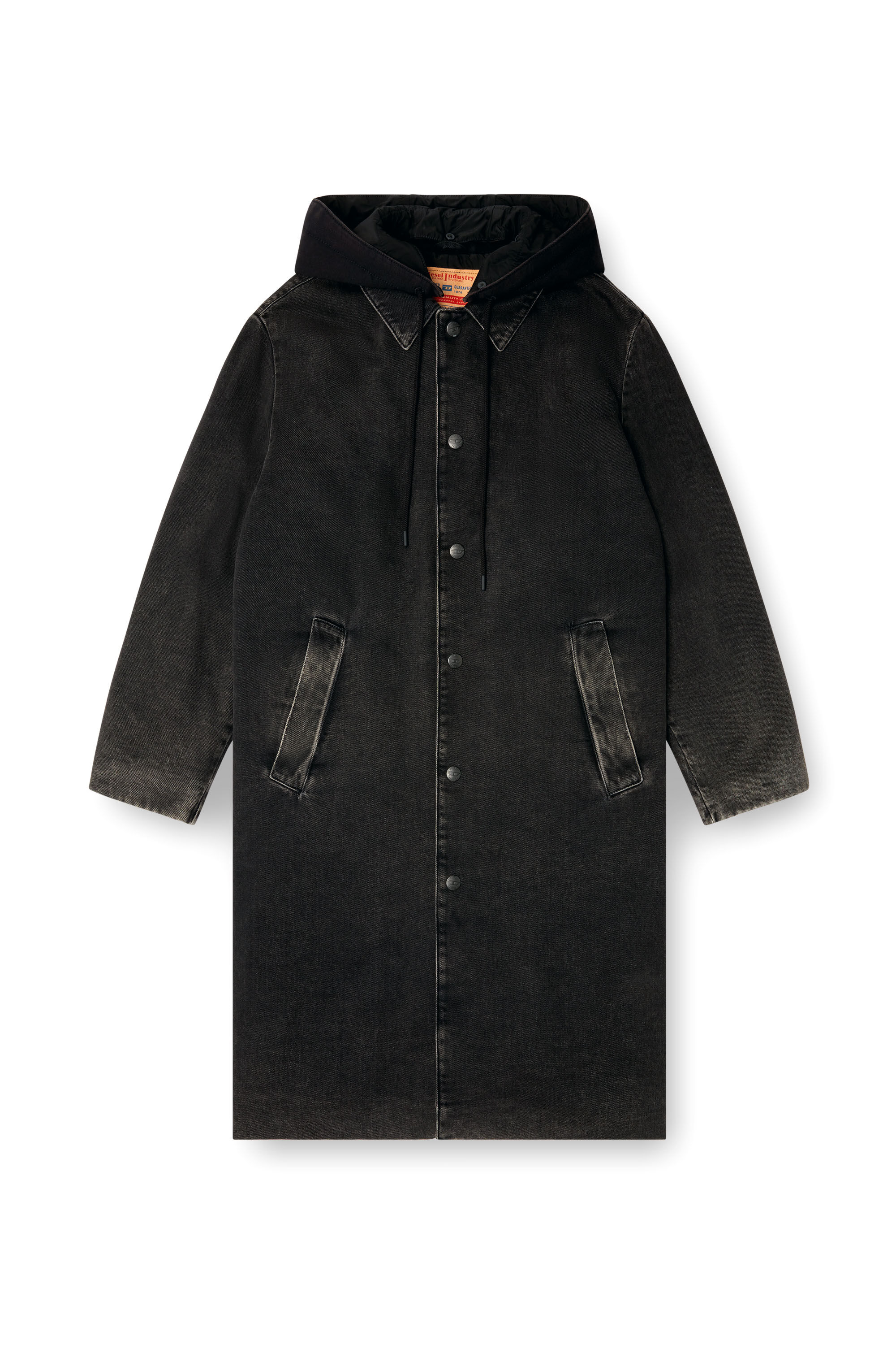 Diesel - D-JAKO-S, Herren Hybrider Mantel aus Denim und Jersey in Schwarz - 2
