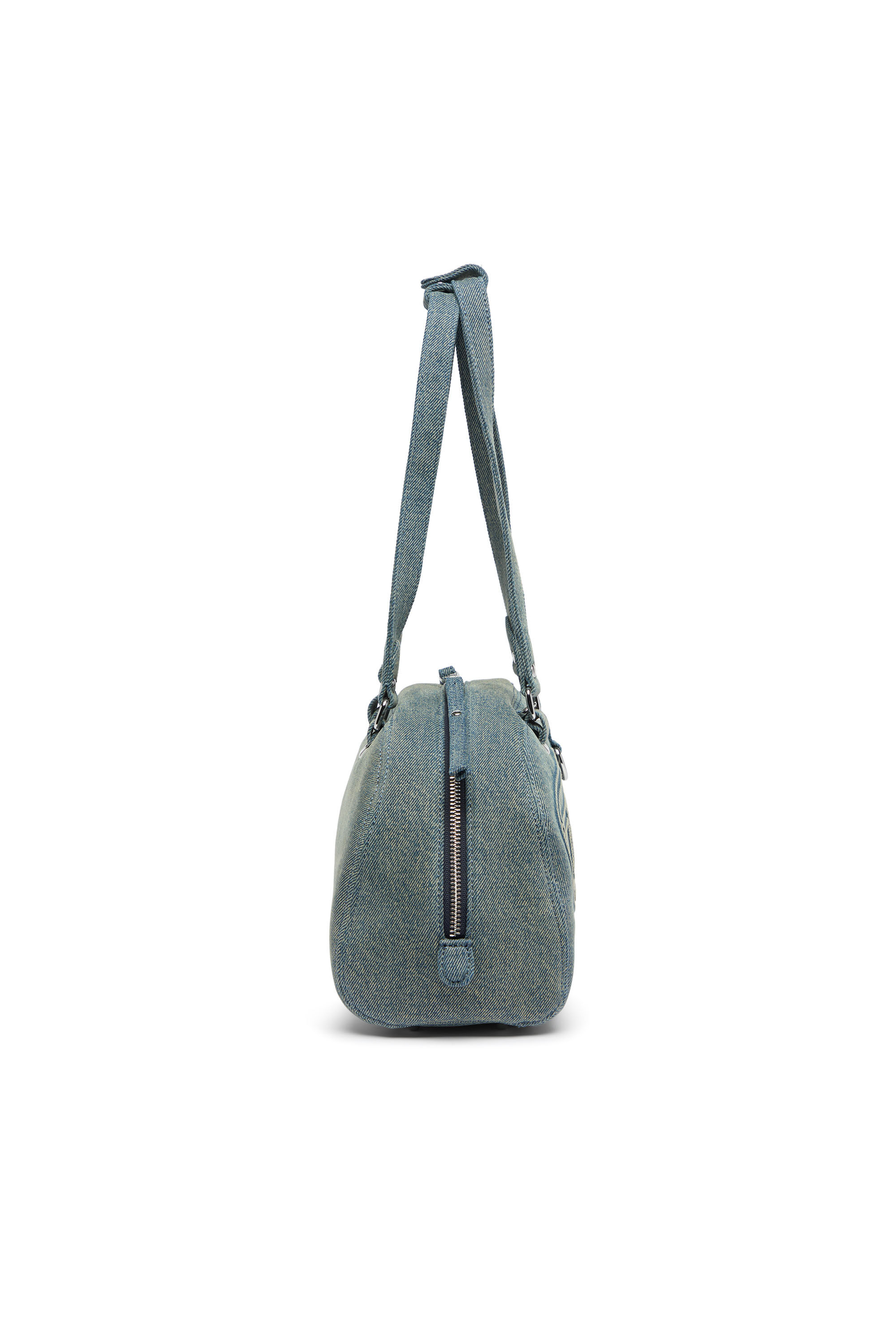 Diesel - 1DR DOME SOFT SHOULDER, Unisex 1DR Dome-Schultertasche aus Denim mit Oval D Logo in Hellblau - 5