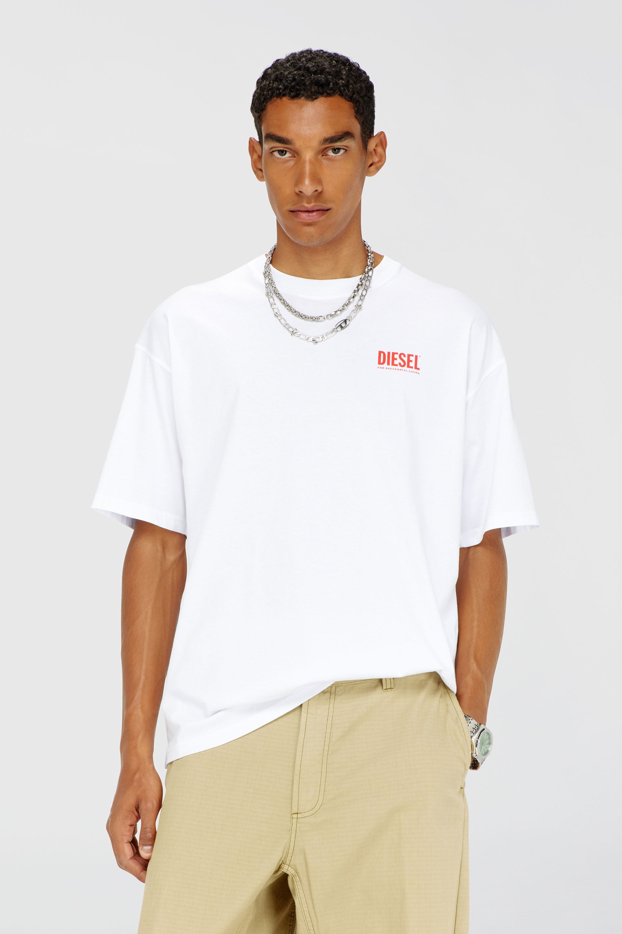 Diesel - T-BOXT-BISK, Herren Baumwoll-T-Shirt mit Diesel-Biscotto-Print in Wei&szlig; - 3