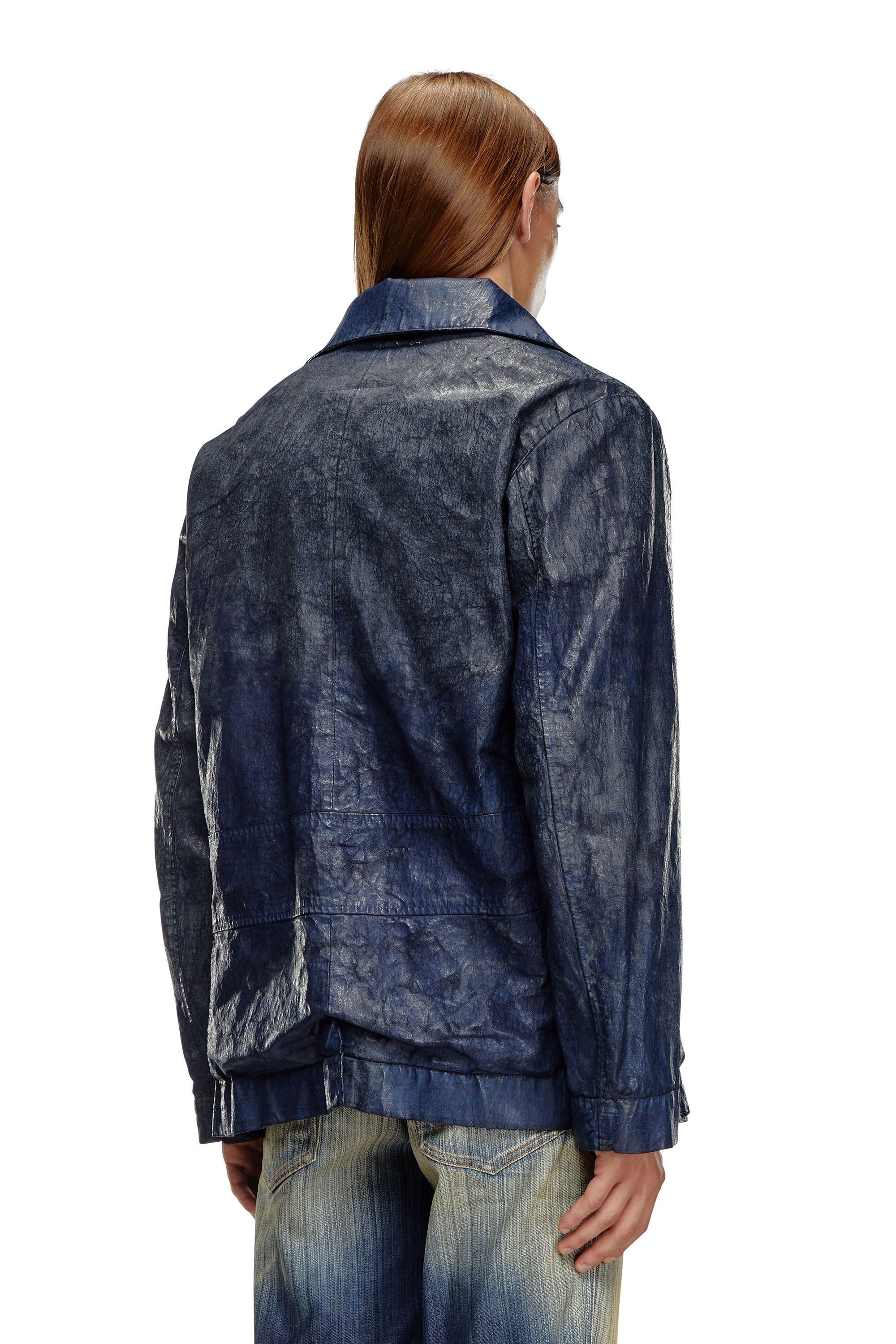 Diesel - D-BONDED-S, Man Double-breasted jacket in coated denim in Blue - Image 4