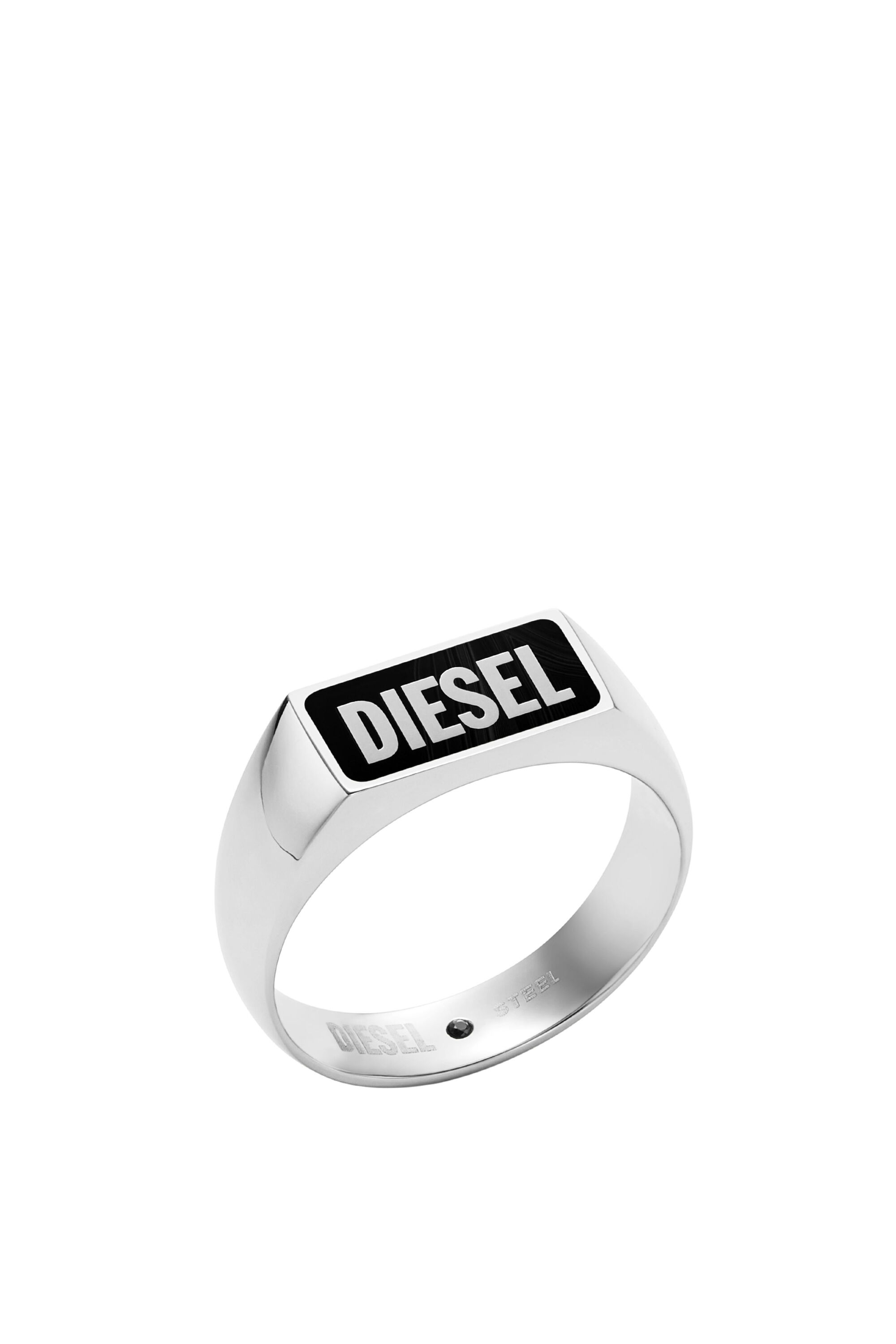 Diesel - DX1512, Herren Signet Ring mit schwarzem Achat in Silber - Image 1