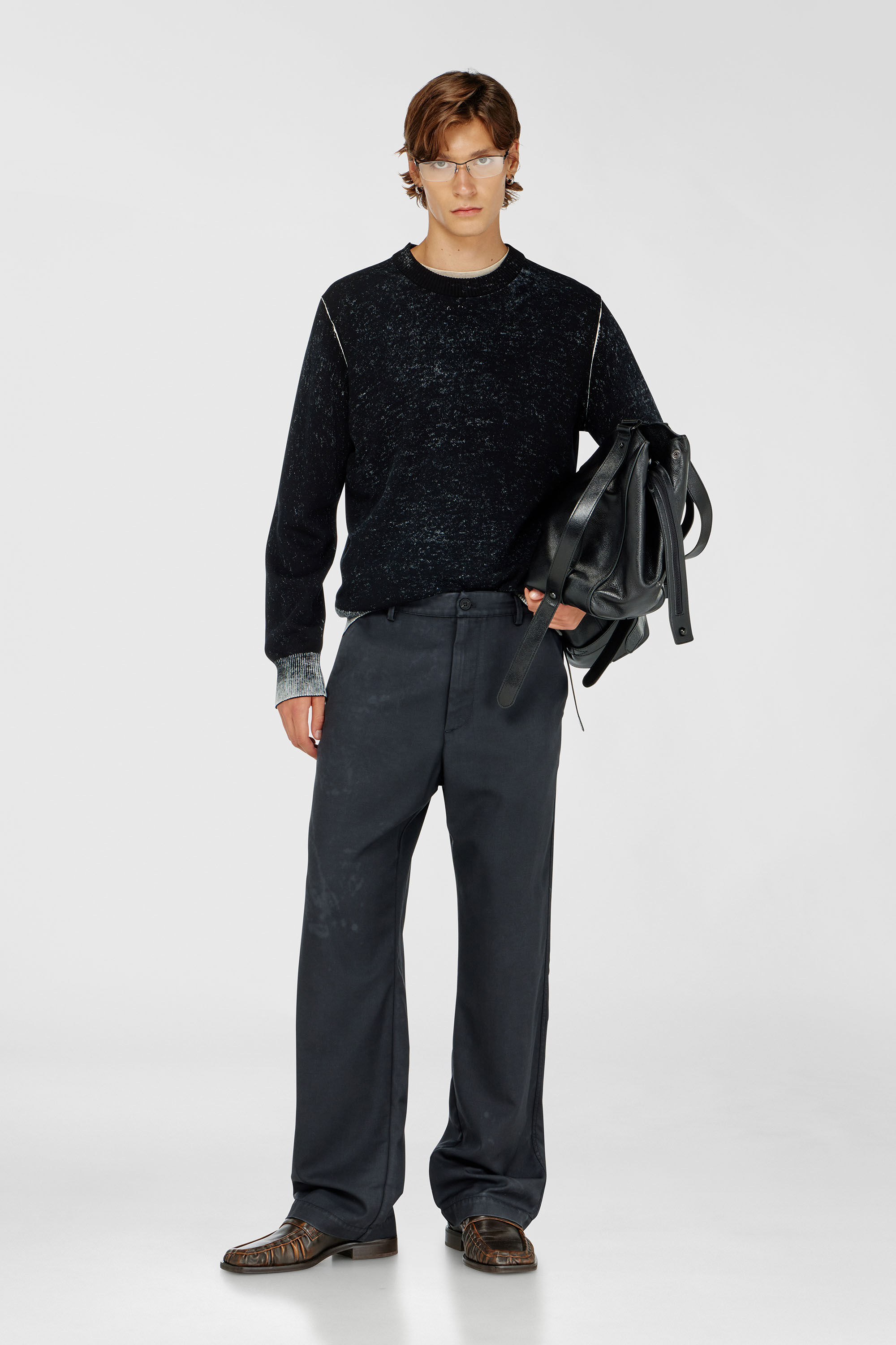Diesel - K-LARENCE-B, Herren Pullover aus Baumwolle mit Innen-Print in Schwarz - 1