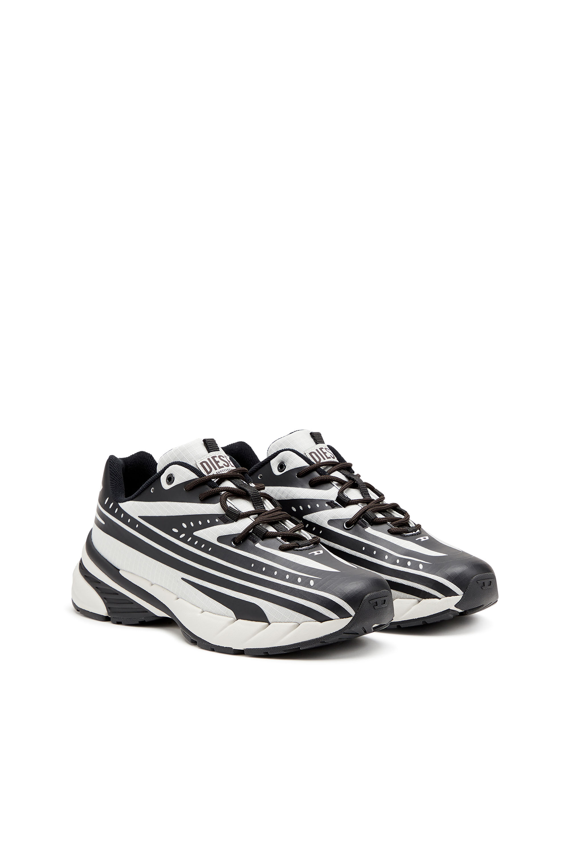 Diesel - D-AIRSPEED LOW, Herren D-Airspeed Low-Gestreifte Sneakers aus beschichtetem Ripstop in Schwarz/Grau - 2