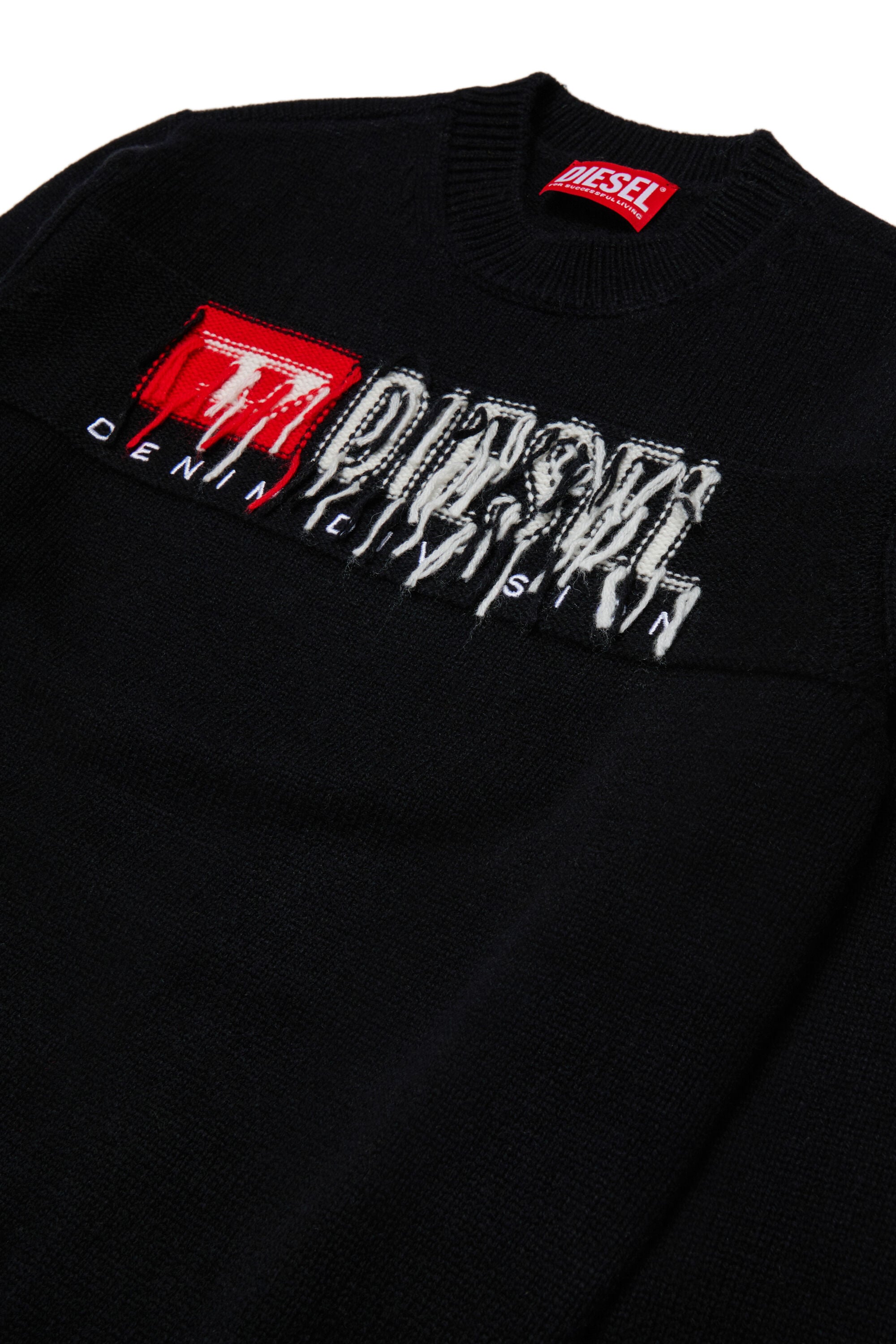 Diesel - KONZI OVER, Herren Pullover mit Kaschmir-Anteil und destroyed logo in Schwarz - 3