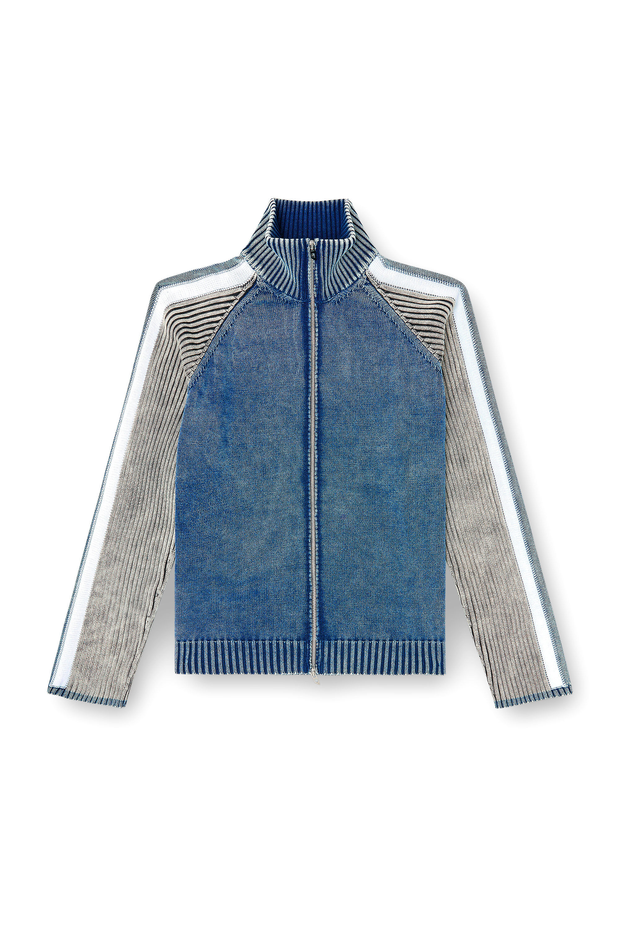 Diesel - K-HERONIMO, Herren Rei&szlig;verschluss-Cardigan mit sportlichen Streifen in Blau/Grau - 2