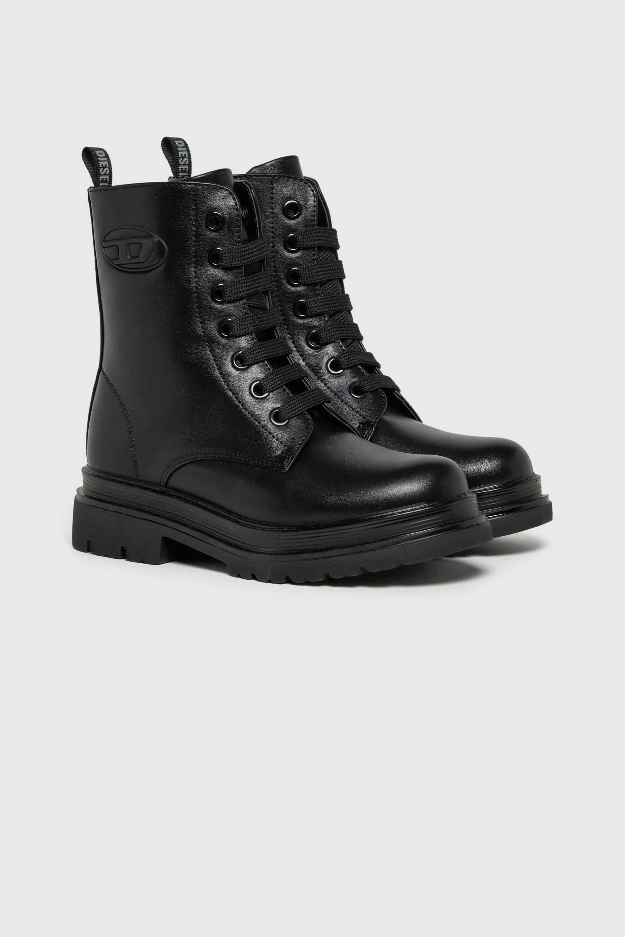 Diesel - D-ANFISTR-PU, Unisex D-Anfistr- Combat Boots mit gepr&auml;gtem Oval D Logo in Schwarz - 2