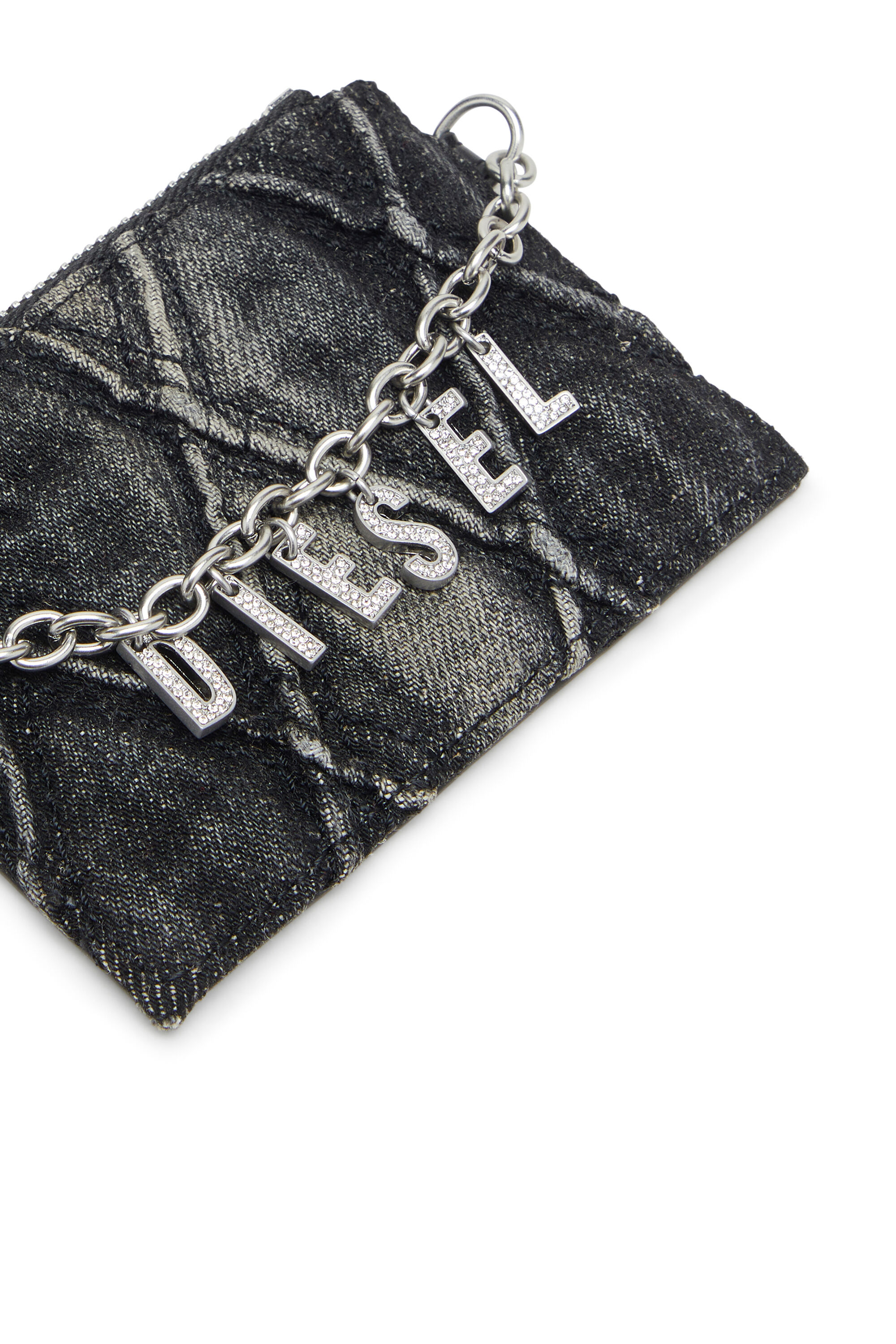 Diesel - CARD HOLDER WITH CHAIN, Damen Kartenetui mit Kette und Reißverschluss-Münzfach in Dunkelgrau - 4