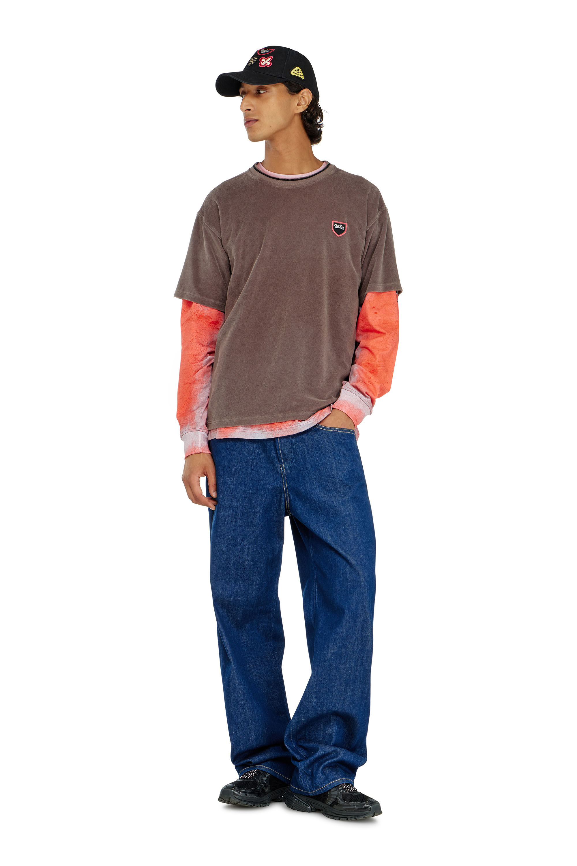 Diesel - T-SPONGY, Herren Chenille-T-Shirt mit shield patch in null - 1