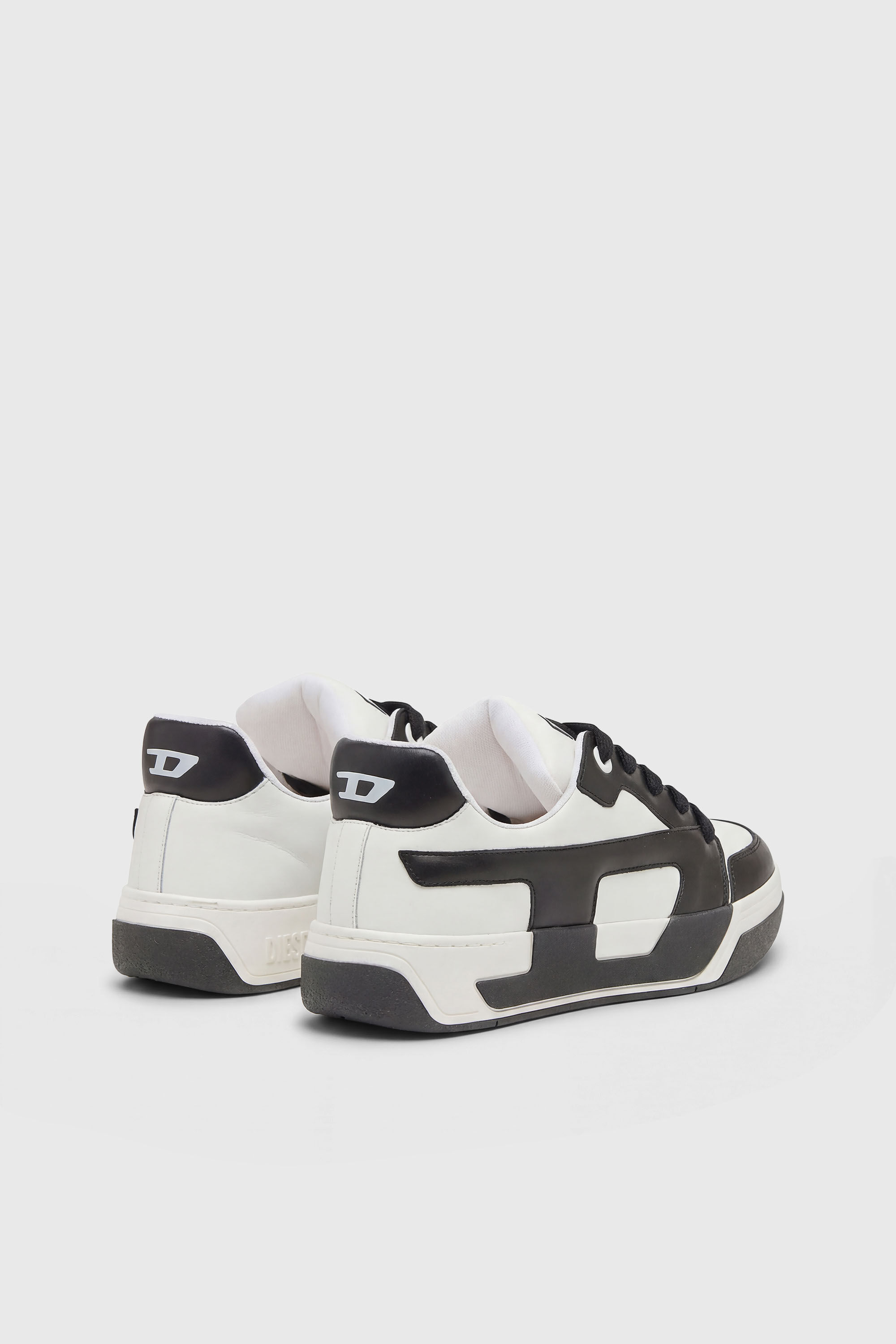 Diesel - S-D-OLLIE LOW, Herren D-Ollie-Sneakers aus Leder im Colour-Block-Design in Wei&szlig;/Schwarz - 3