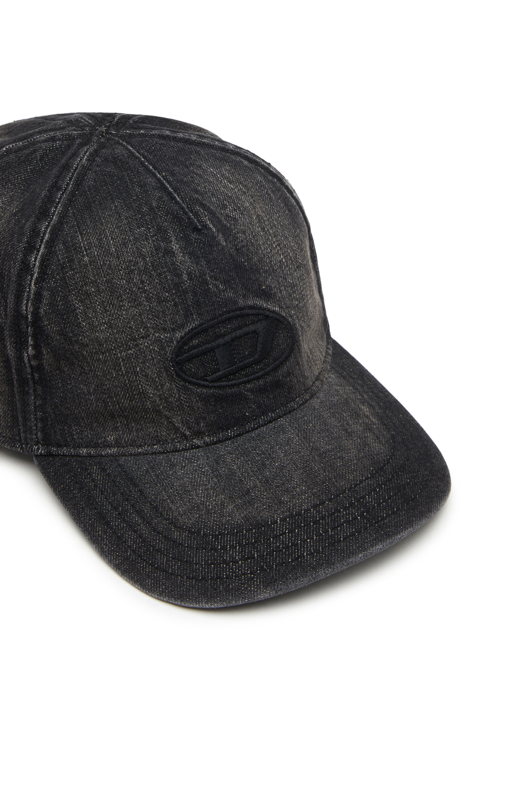 Diesel - C-ENIC, Herren Denim-Cap mit ausgefransten Details und gesticktem Logo in Jeansschwarz - 3