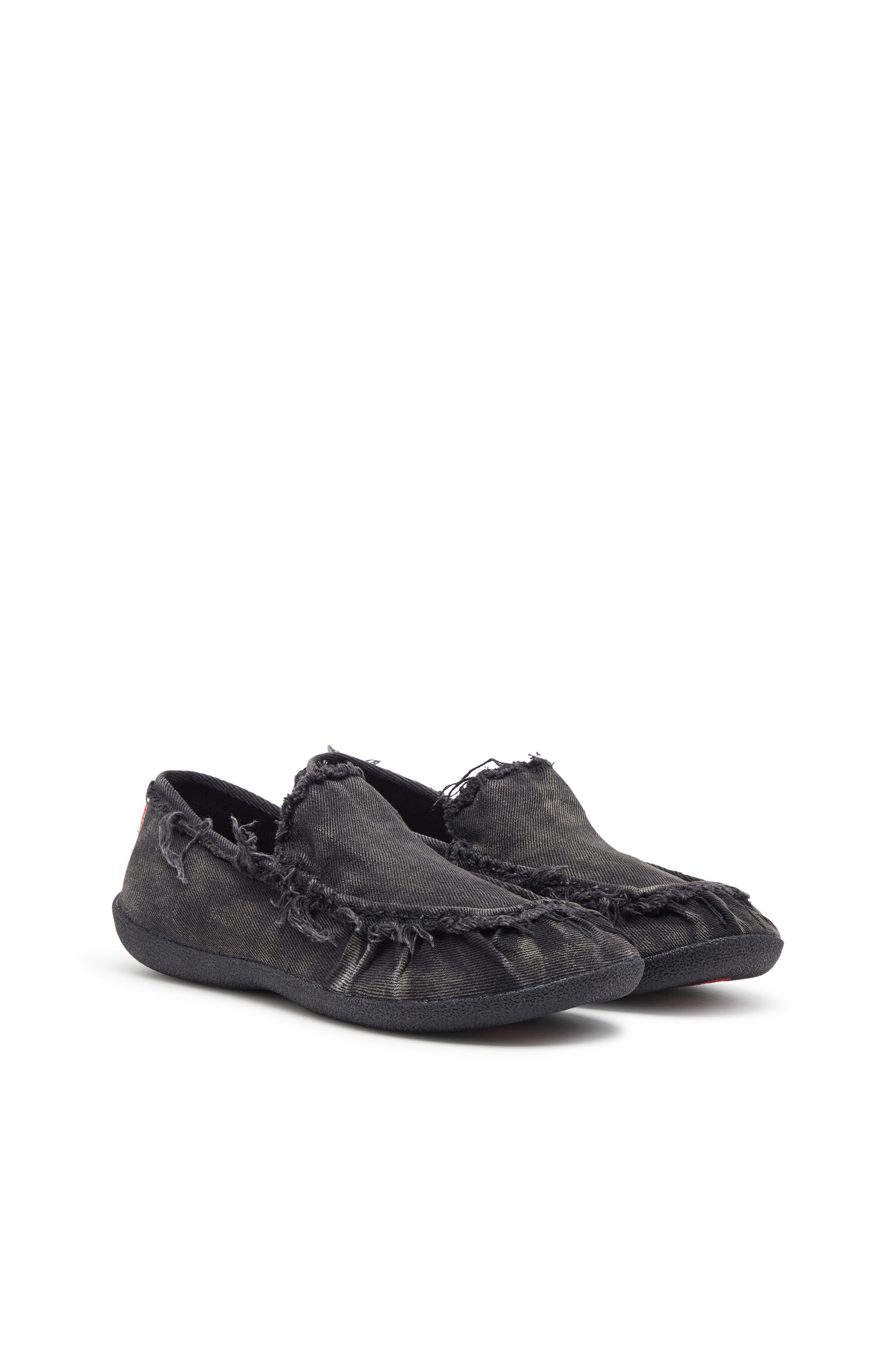 Diesel - D-SHOCK MOC, Herren D-Shock-Loafer aus Denim in vielgetragener Optik in Schwarz - 2