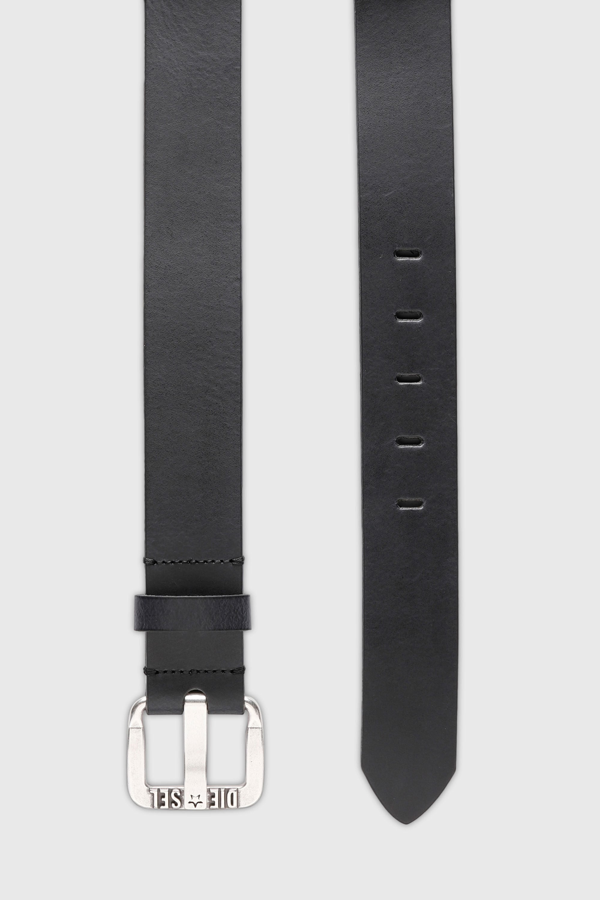 Diesel - B-STAR II, Herren 3.9cm G&uuml;rtel aus Leder mit Sternen-Logo-Schlie&szlig;e aus Metall in Schwarz - 3