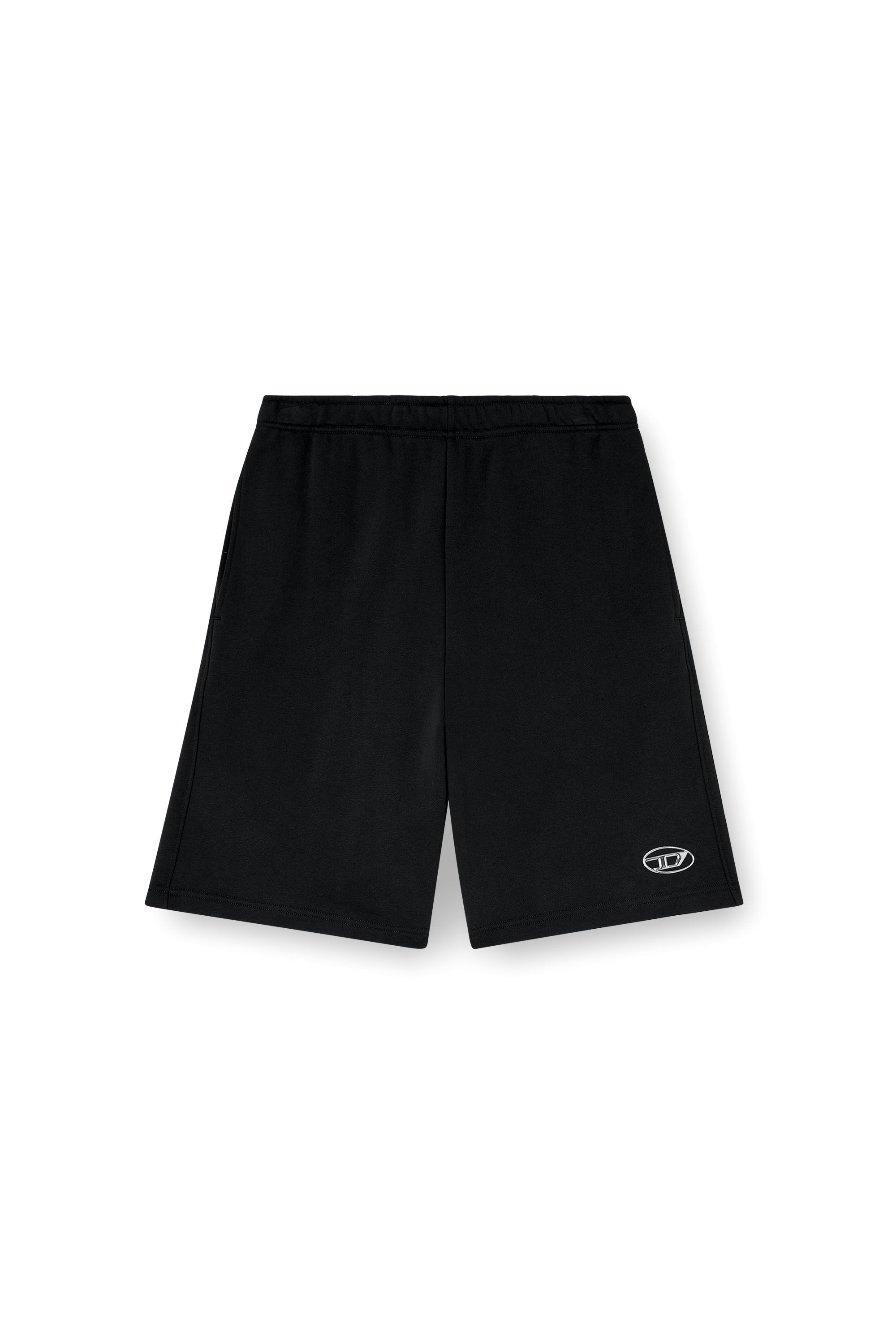 Diesel - P-MARSHY-OD, Herren Sweatshorts mit silbernem Oval D in Schwarz - 2