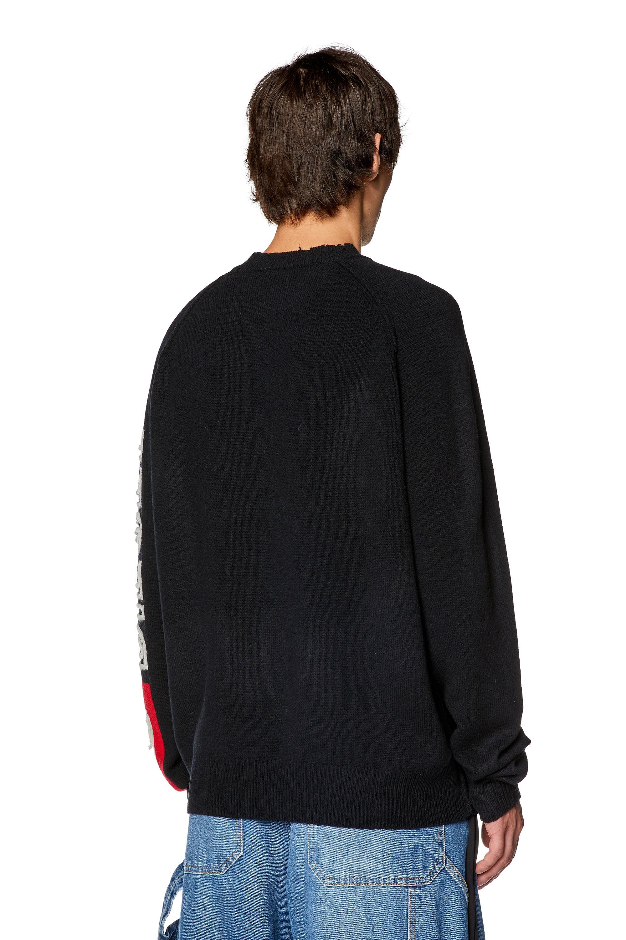 Diesel - K-SARIA, Man Wool sweater with cut-up logo in Black - Image 4