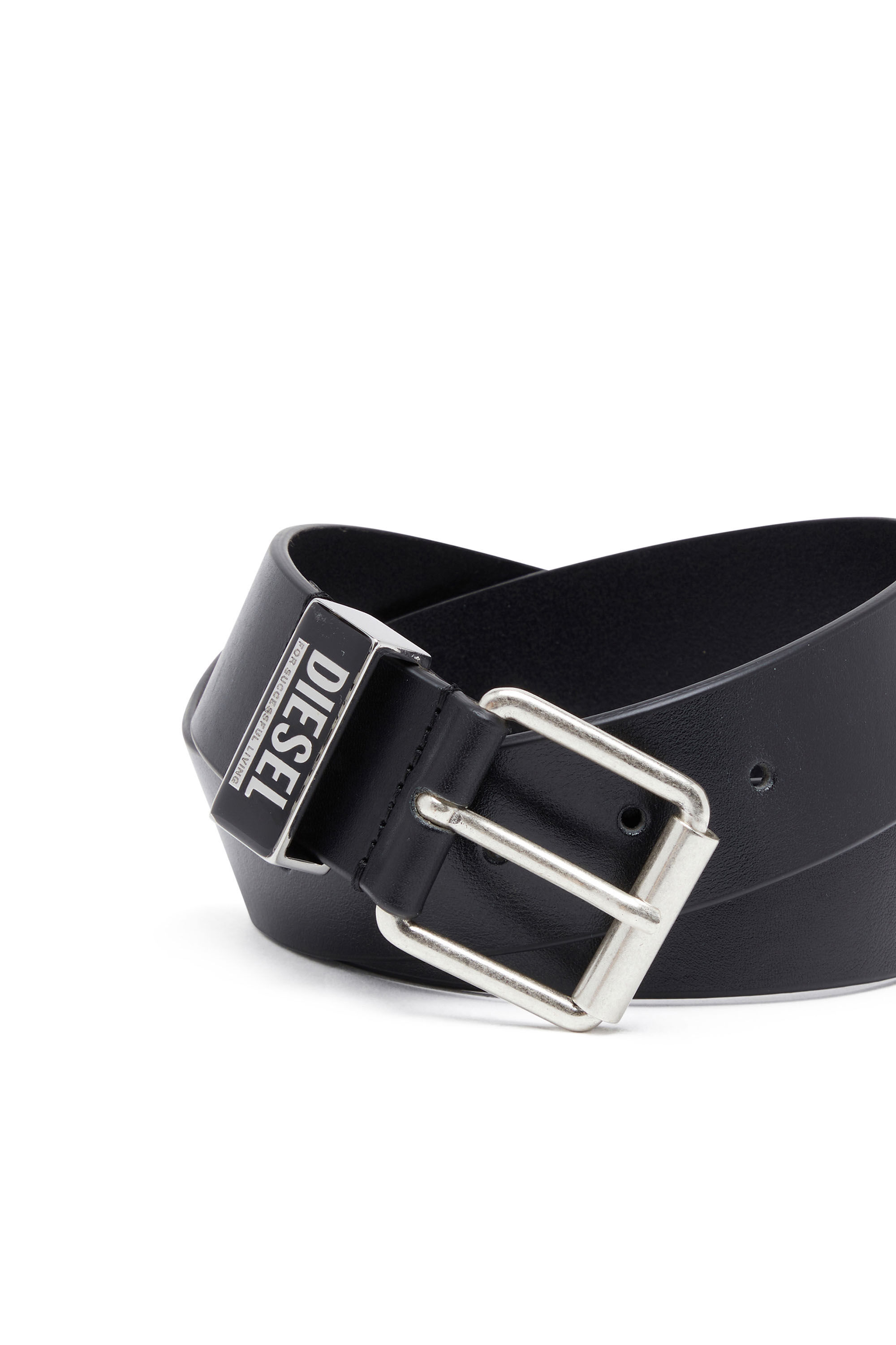 Men s Leather belt with enamelled logo loop Diesel