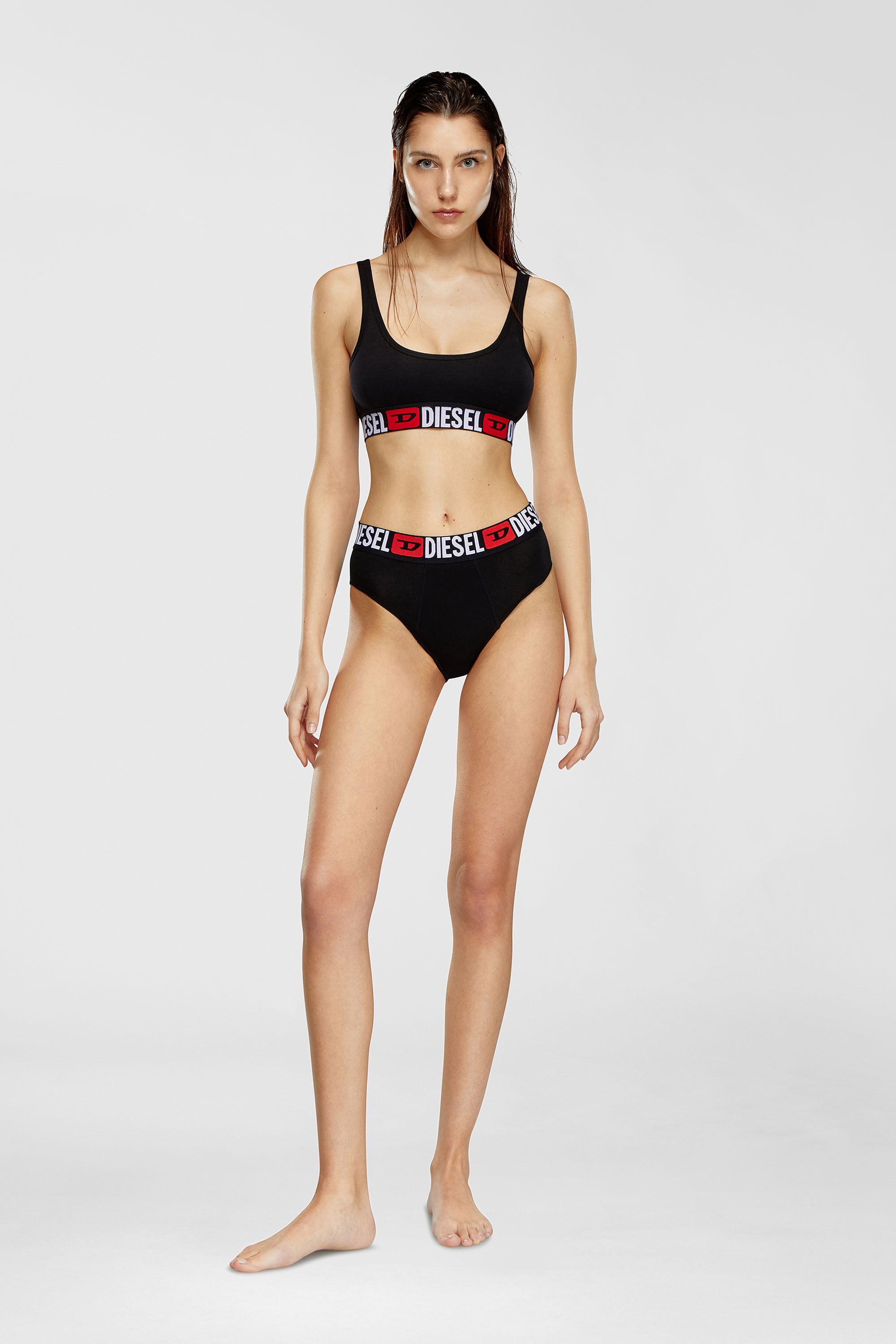 Diesel - UFPN-BLANCA-R-THREEPACK, Damen Gerippte Briefs mit hohem Bund im Dreierpack in Schwarz - 1